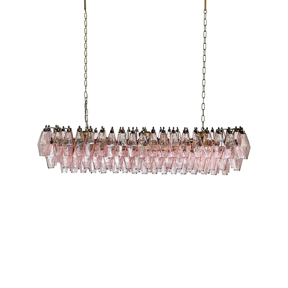Elegant Pink Murano Poliedri Glass Chandelier