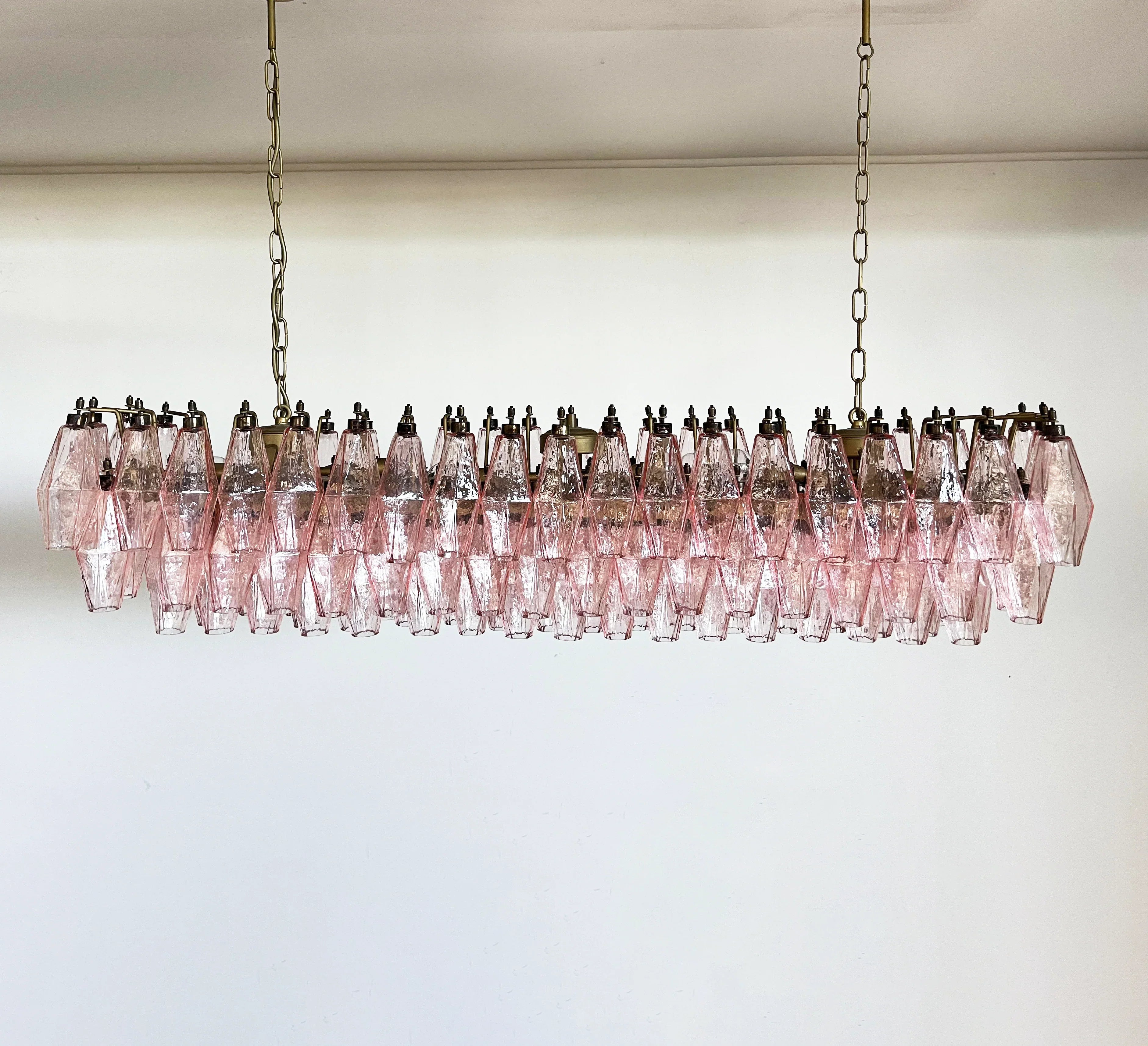 Elegant Pink Murano Poliedri Glass Chandelier
