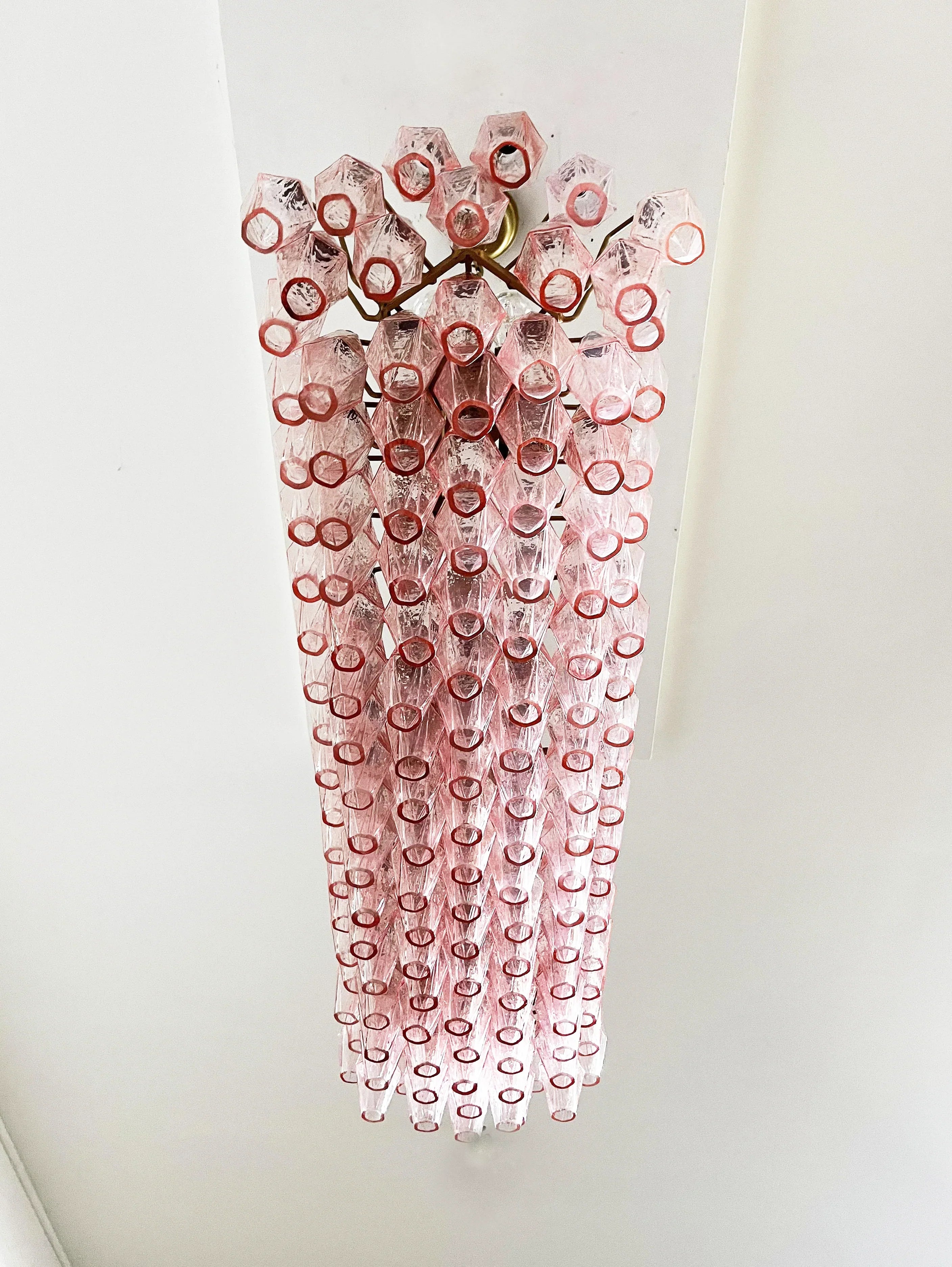 Elegant Pink Murano Poliedri Glass Chandelier