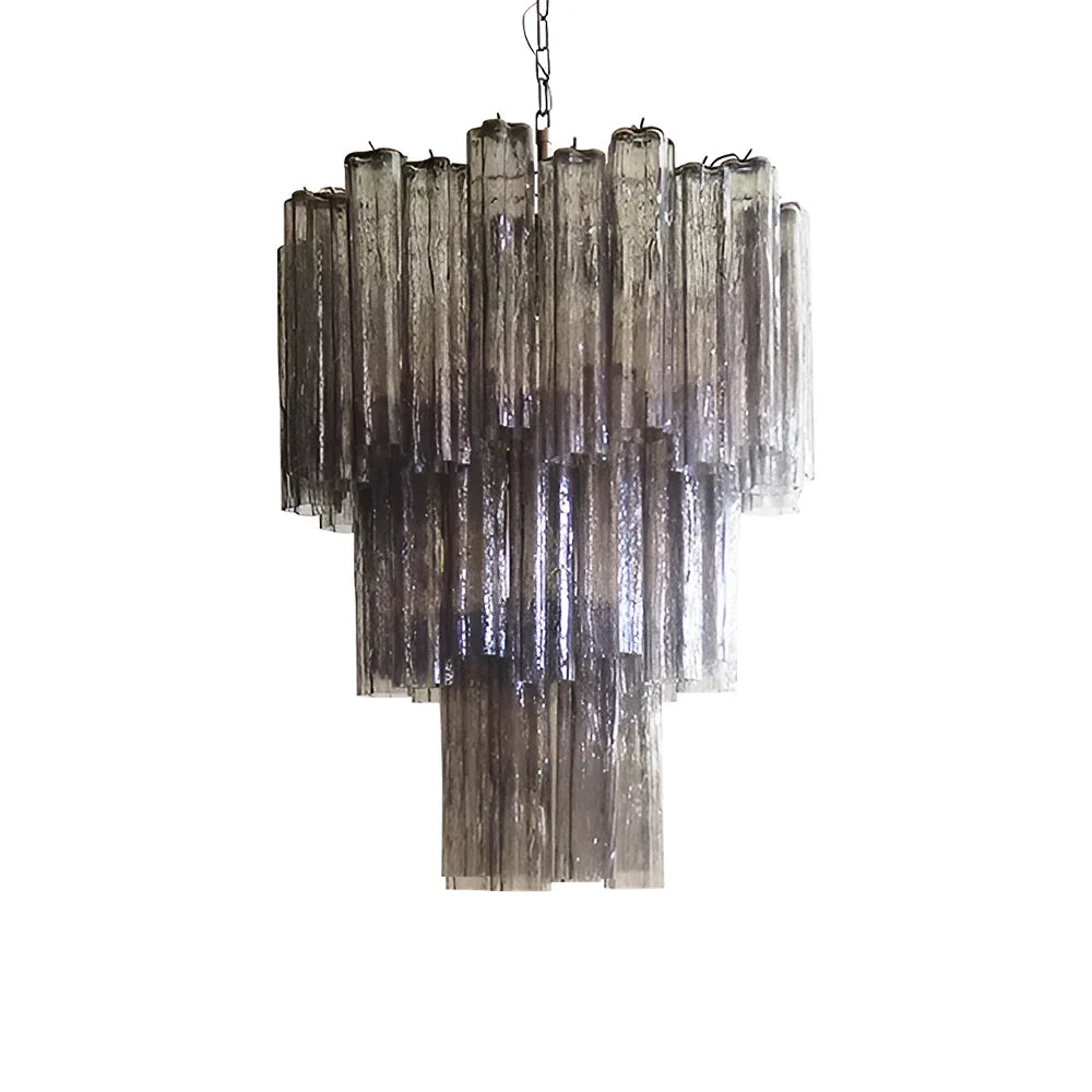 Elegant Smoke Murano Glass Tube Chandelier 25.6"