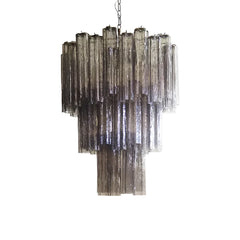 Elegant Smoke Murano Glass Tube Chandelier 25.6"