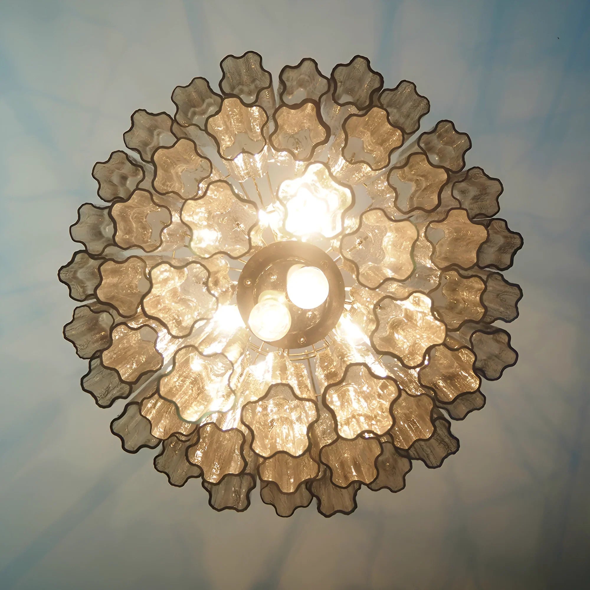 Elegant Smoke Murano Glass Tube Chandelier 25.6"