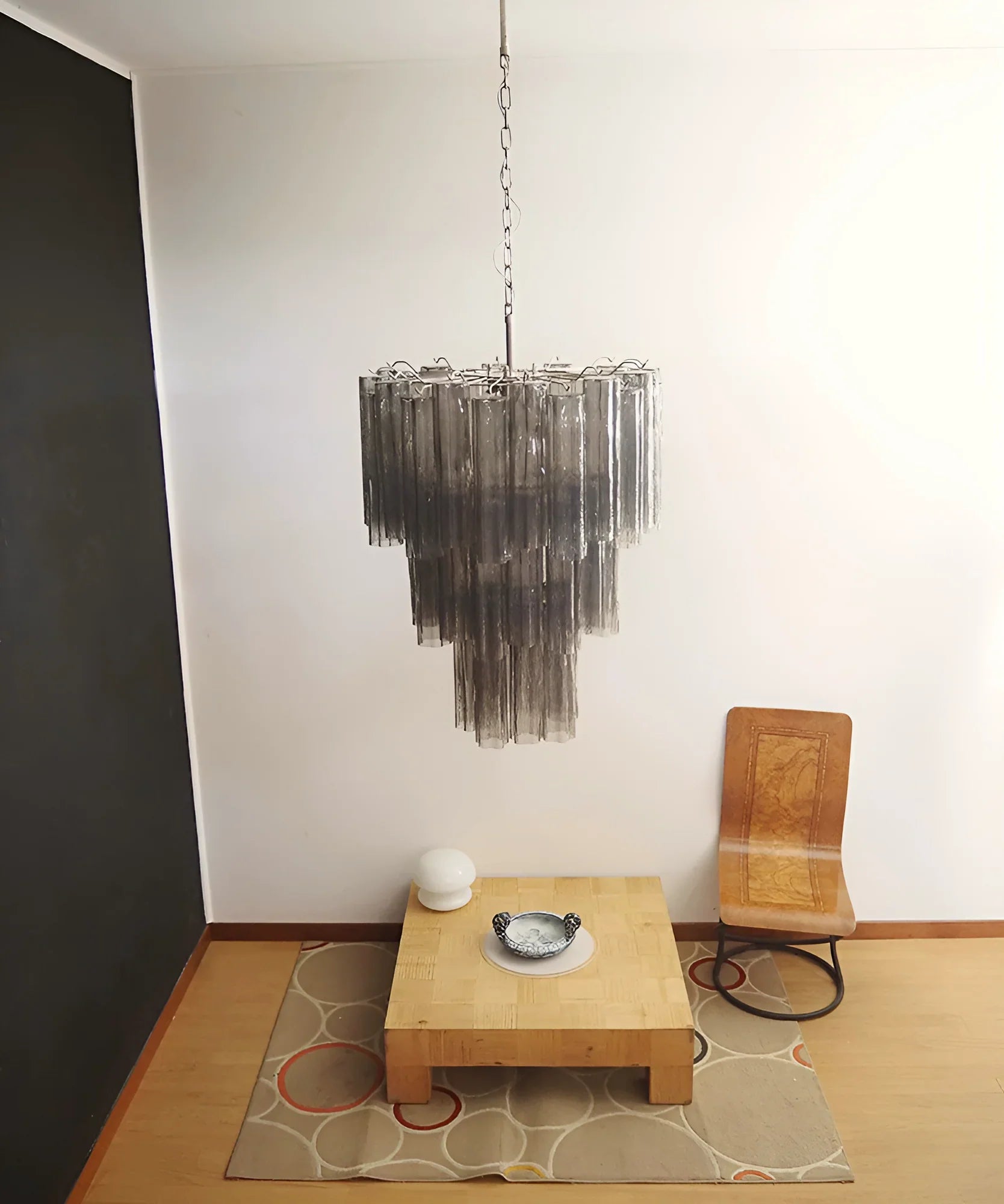 Elegant Smoke Murano Glass Tube Chandelier 25.6"