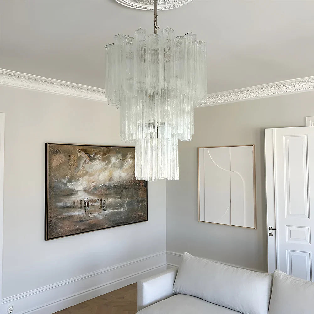 Elegant Transparent Murano Glass Tube Chandelier 25.6"