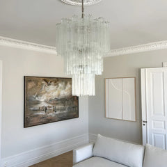 Elegant Transparent Murano Glass Tube Chandelier 25.6"
