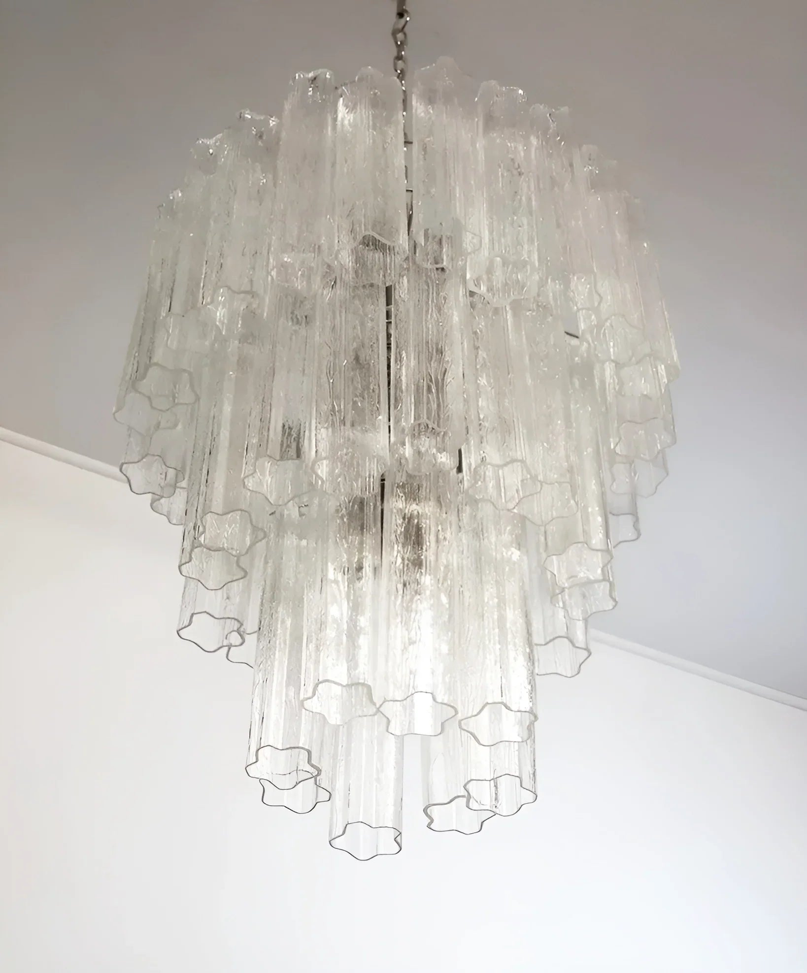 Elegant Transparent Murano Glass Tube Chandelier 25.6"