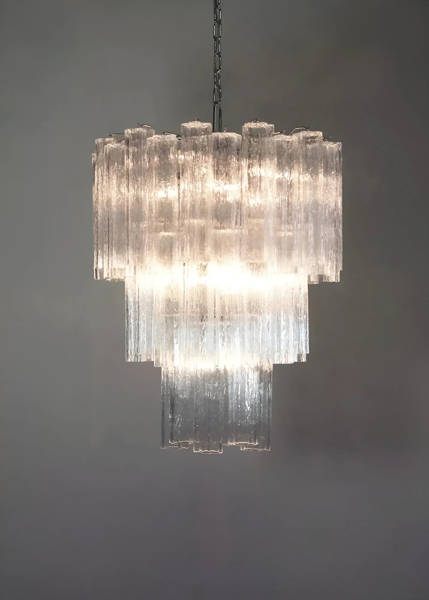 Elegant Transparent Murano Glass Tube Chandelier 25.6"