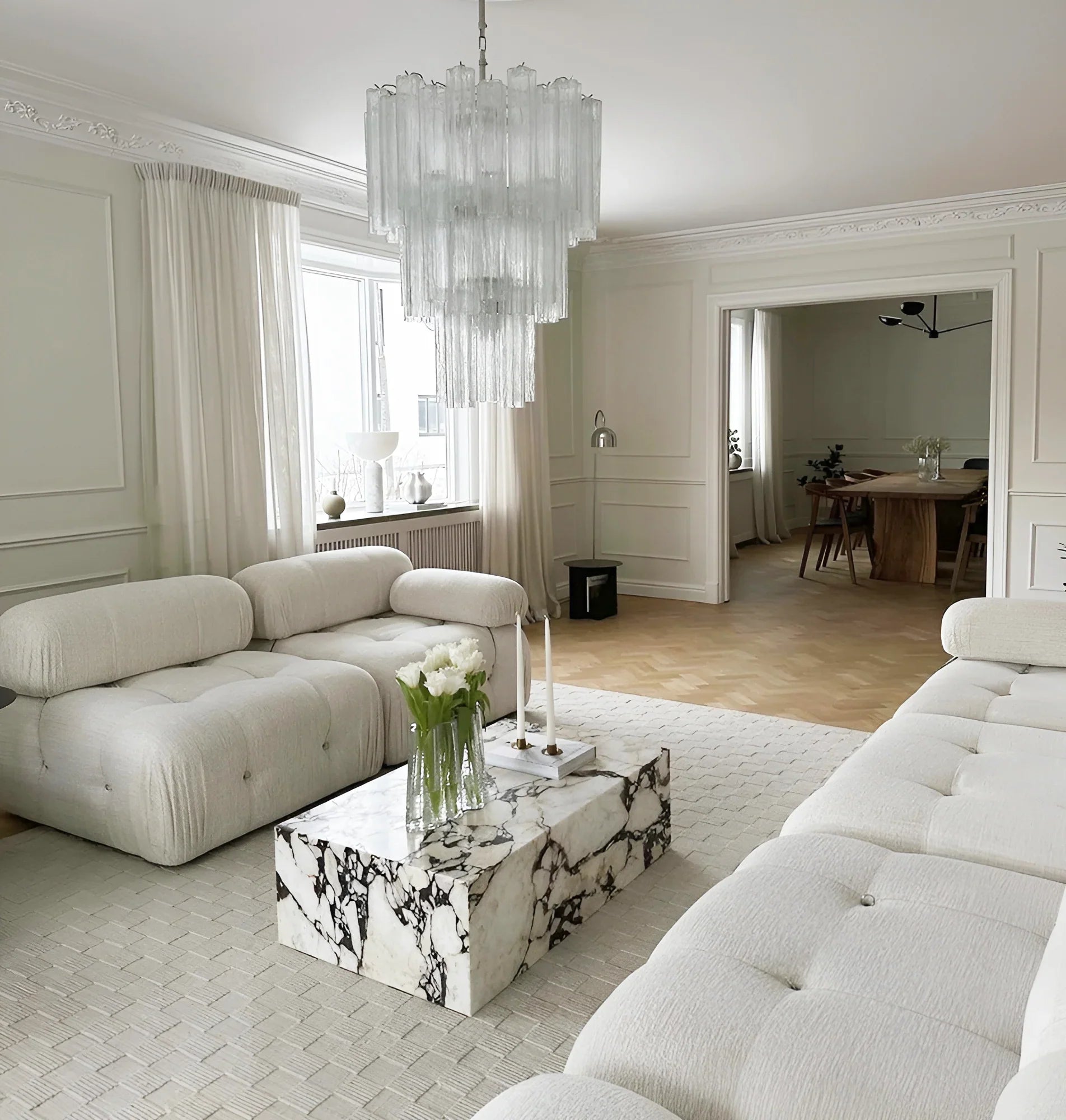 Elegant Transparent Murano Glass Tube Chandelier 25.6"