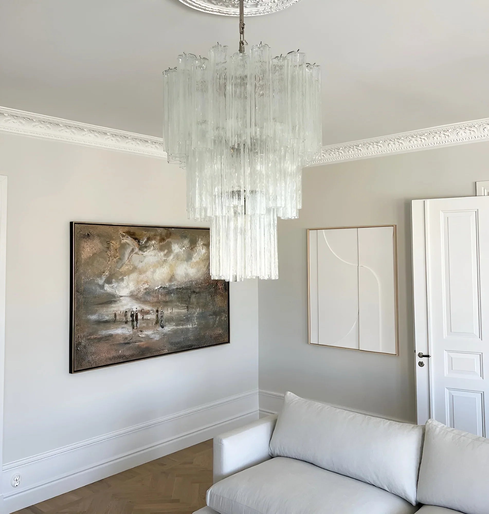 Elegant Transparent Murano Glass Tube Chandelier 25.6"