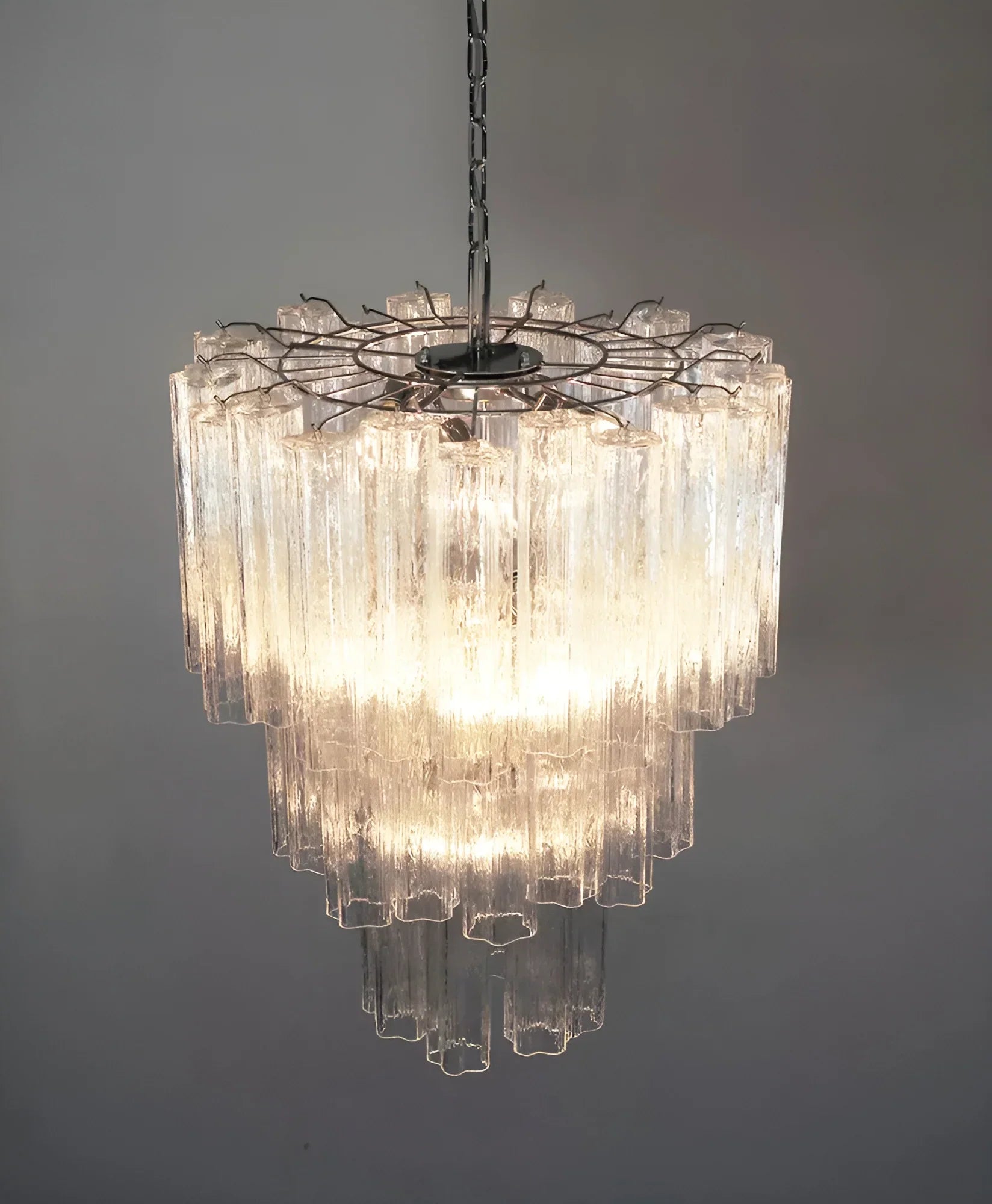 Elegant Transparent Murano Glass Tube Chandelier 25.6"