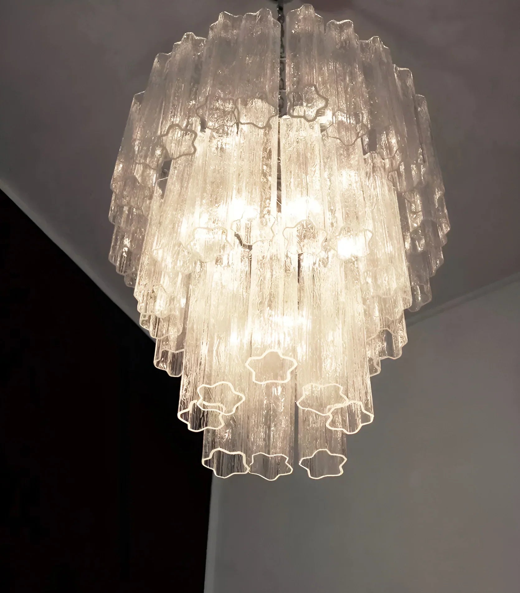 Elegant Transparent Murano Glass Tube Chandelier 25.6"