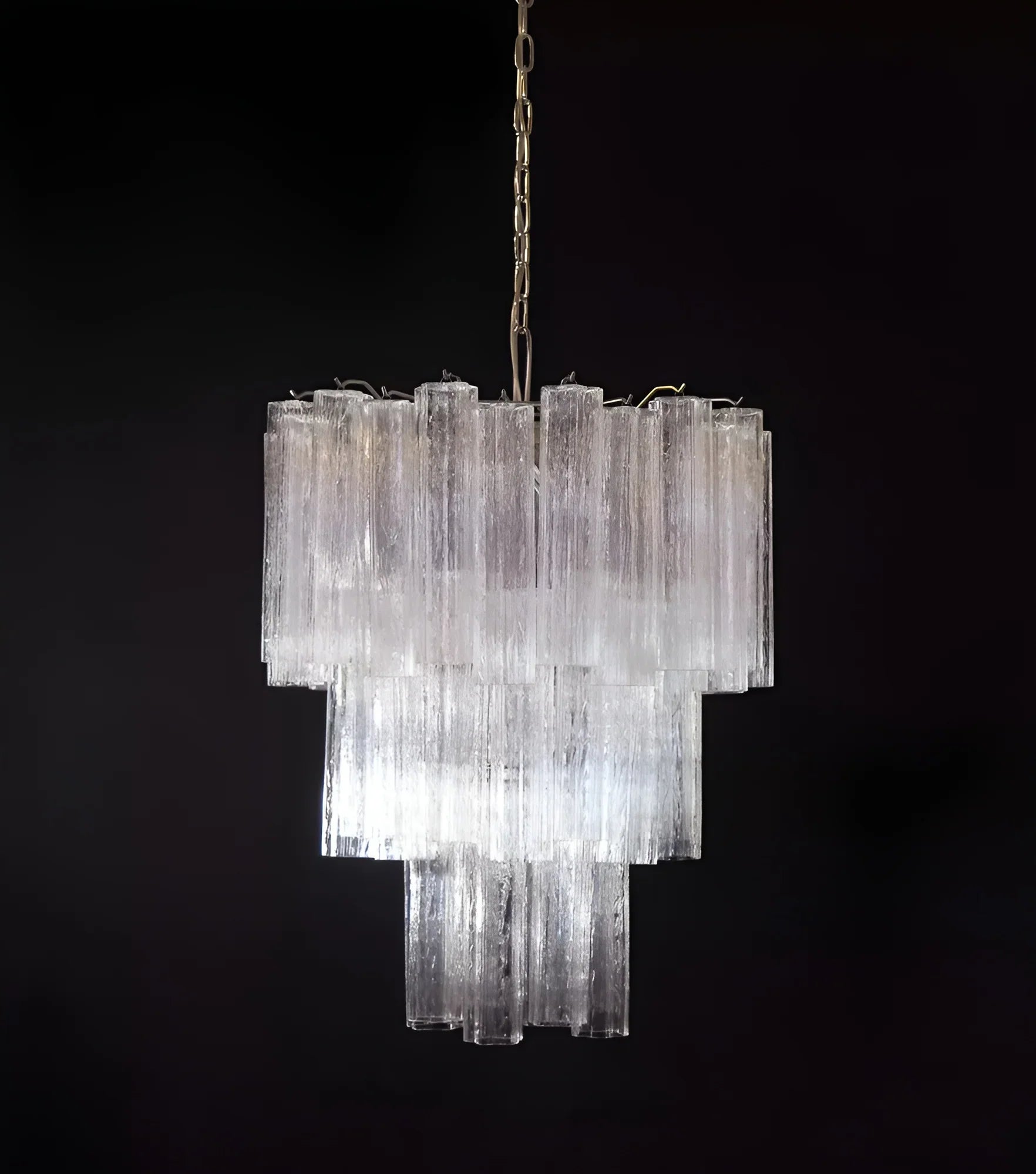 Elegant Transparent Murano Glass Tube Chandelier 25.6"