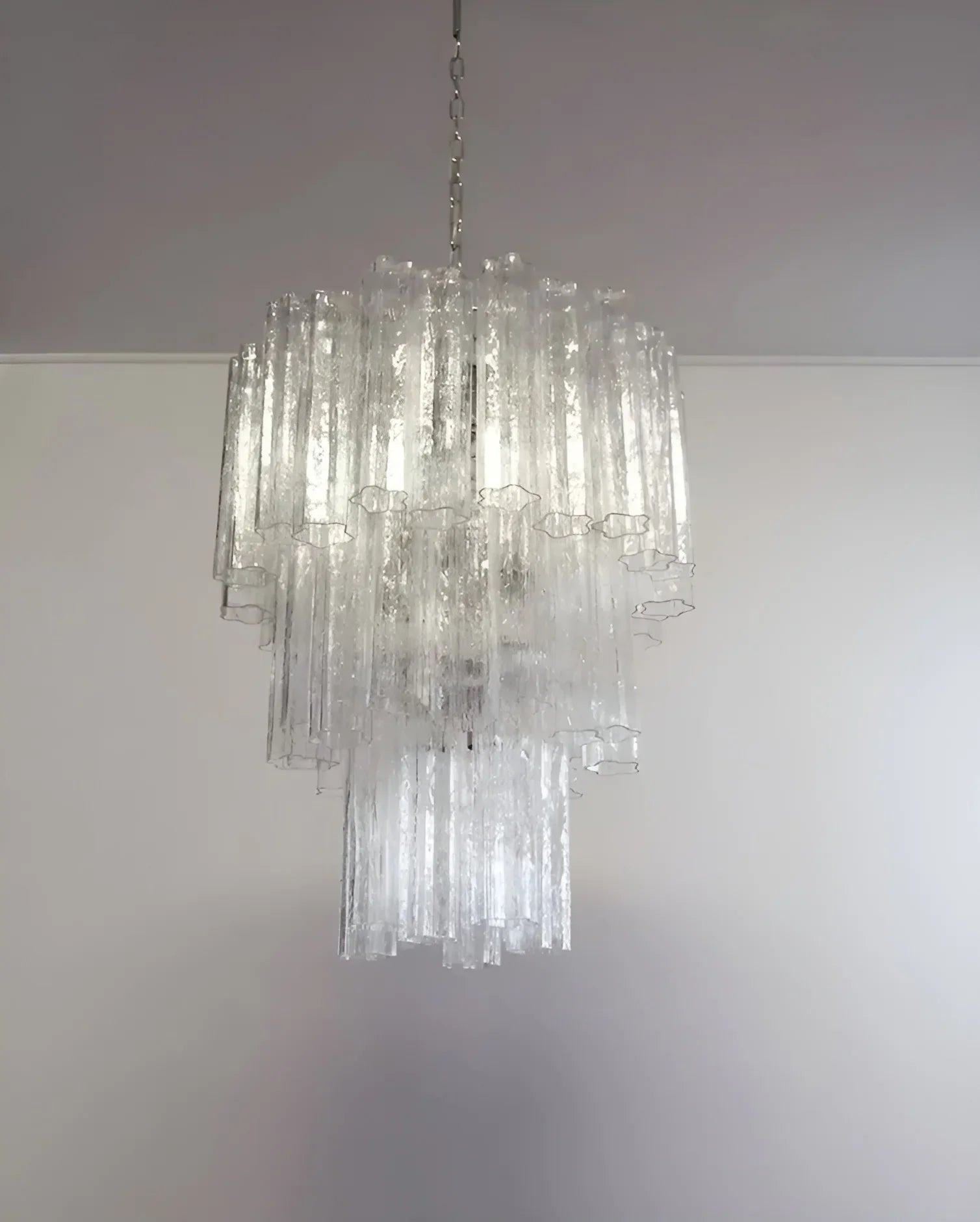 Elegant Transparent Murano Glass Tube Chandelier 25.6"