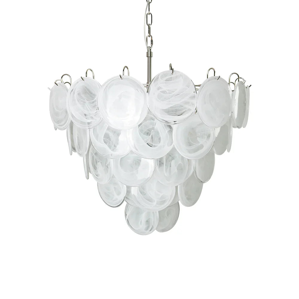 Elegant White Murano Disc Chandelier 27.6"