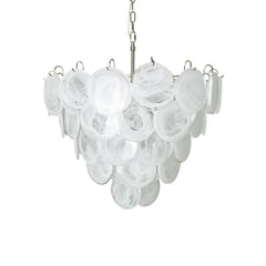 Elegant White Murano Disc Chandelier 27.6"