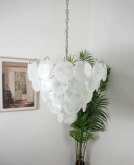 Elegant White Murano Disc Chandelier 27.6"