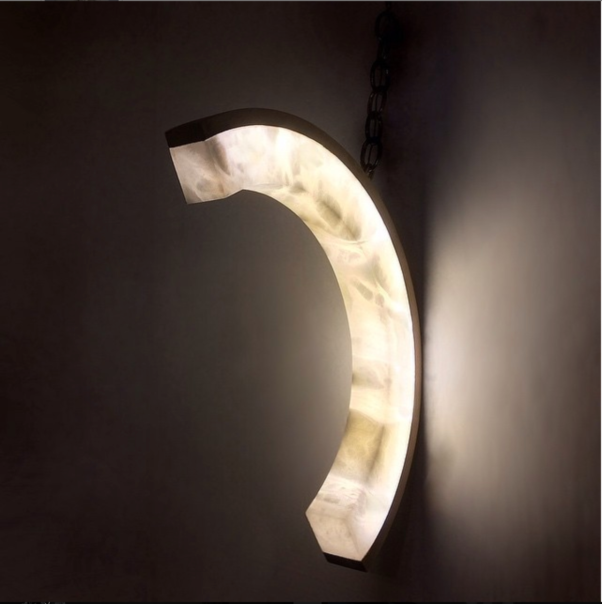 Elegant C-Shaped Alabaster Wall Sconce