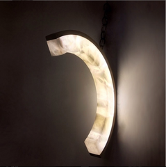 Elegant C-Shaped Alabaster Wall Sconce