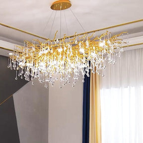 Elsa Raindrop Gold Branch Chandelier For Dinning Room