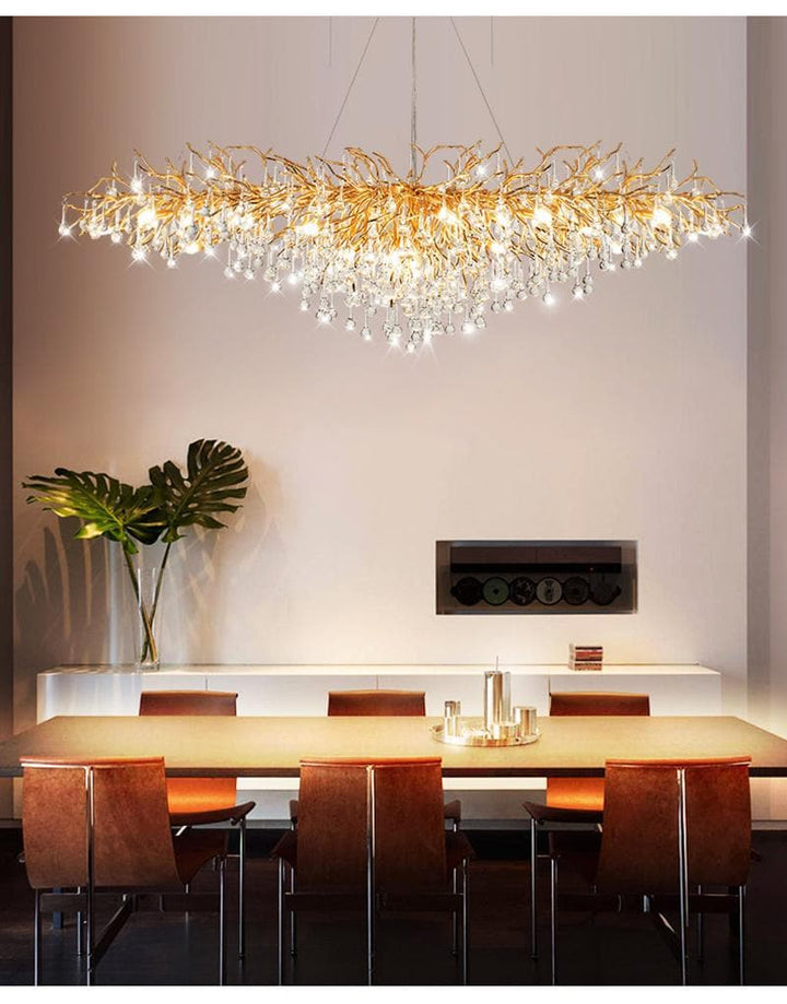 Elsa Raindrop Gold Branch Chandelier For Dinning Room