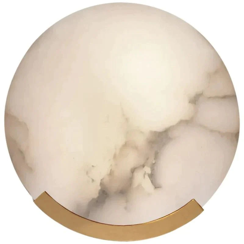 Iris Alabaster Round Plate Sconce, Modern Wall Lamp