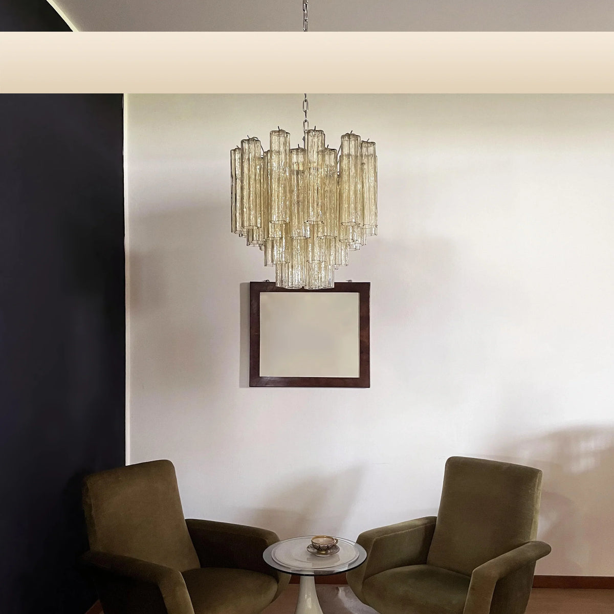 Fantastic Murano Amber Glass Tube Chandelier 22.8"