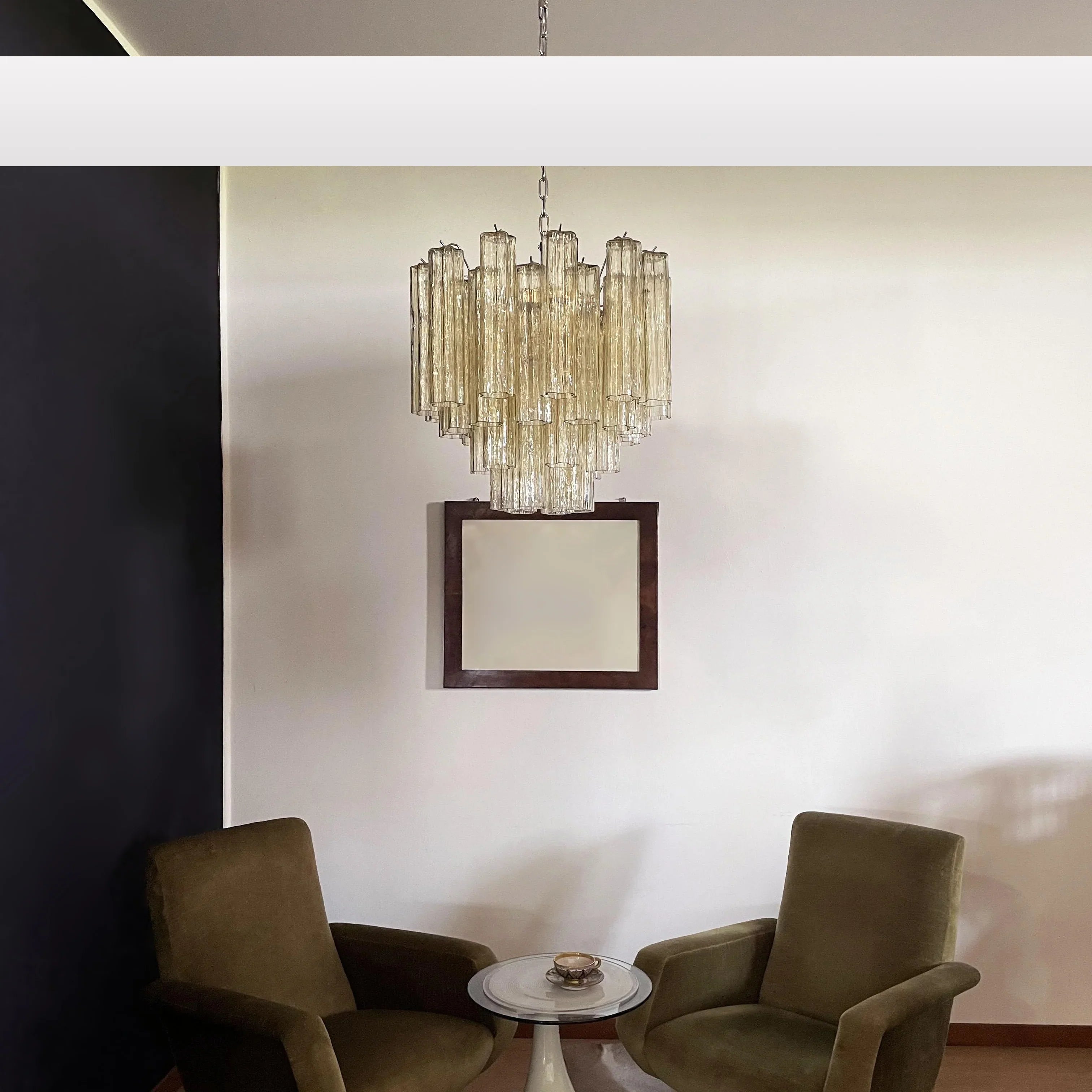 Fantastic Murano Amber Glass Tube Chandelier 22.8"