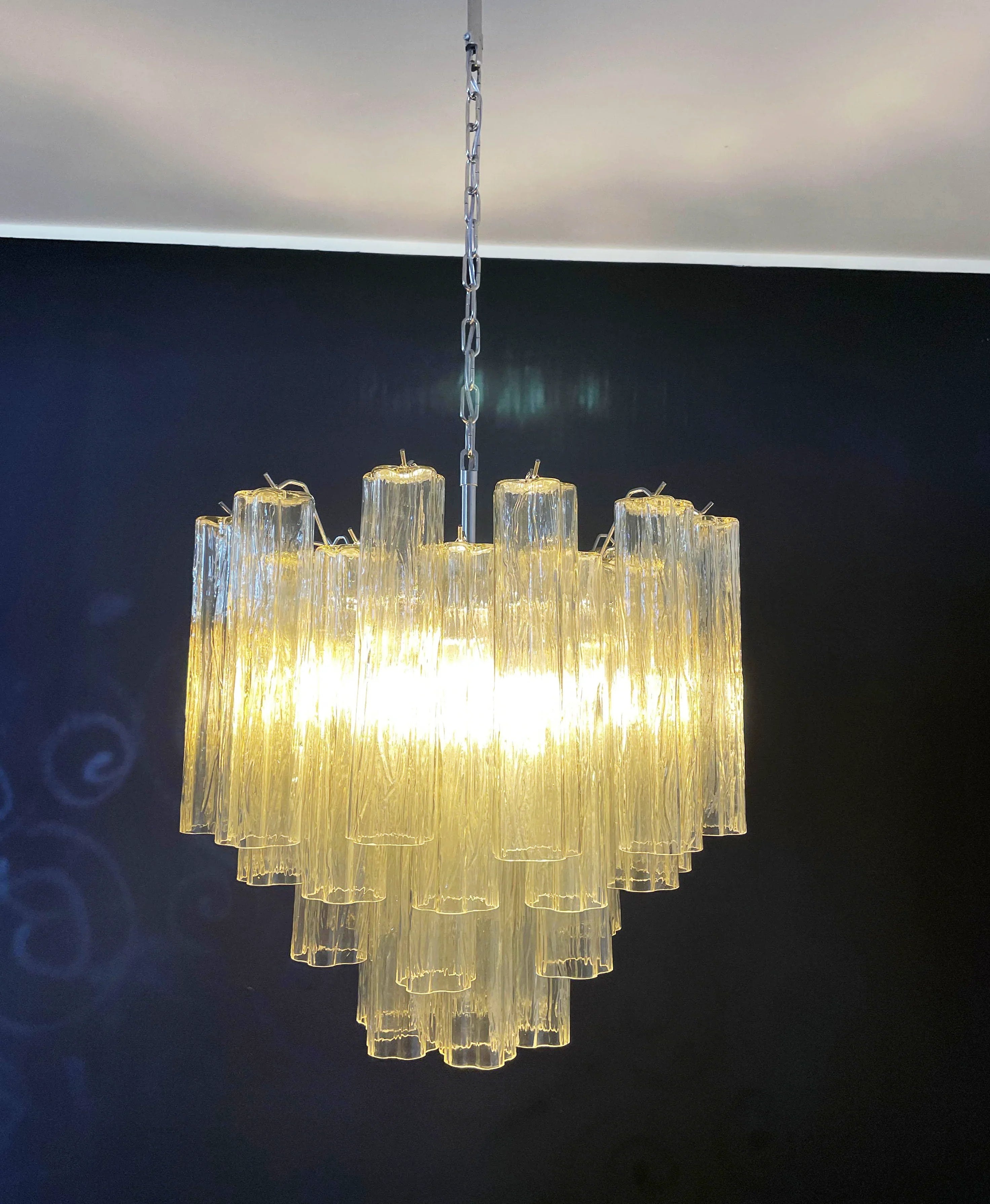Fantastic Murano Amber Glass Tube Chandelier 22.8"