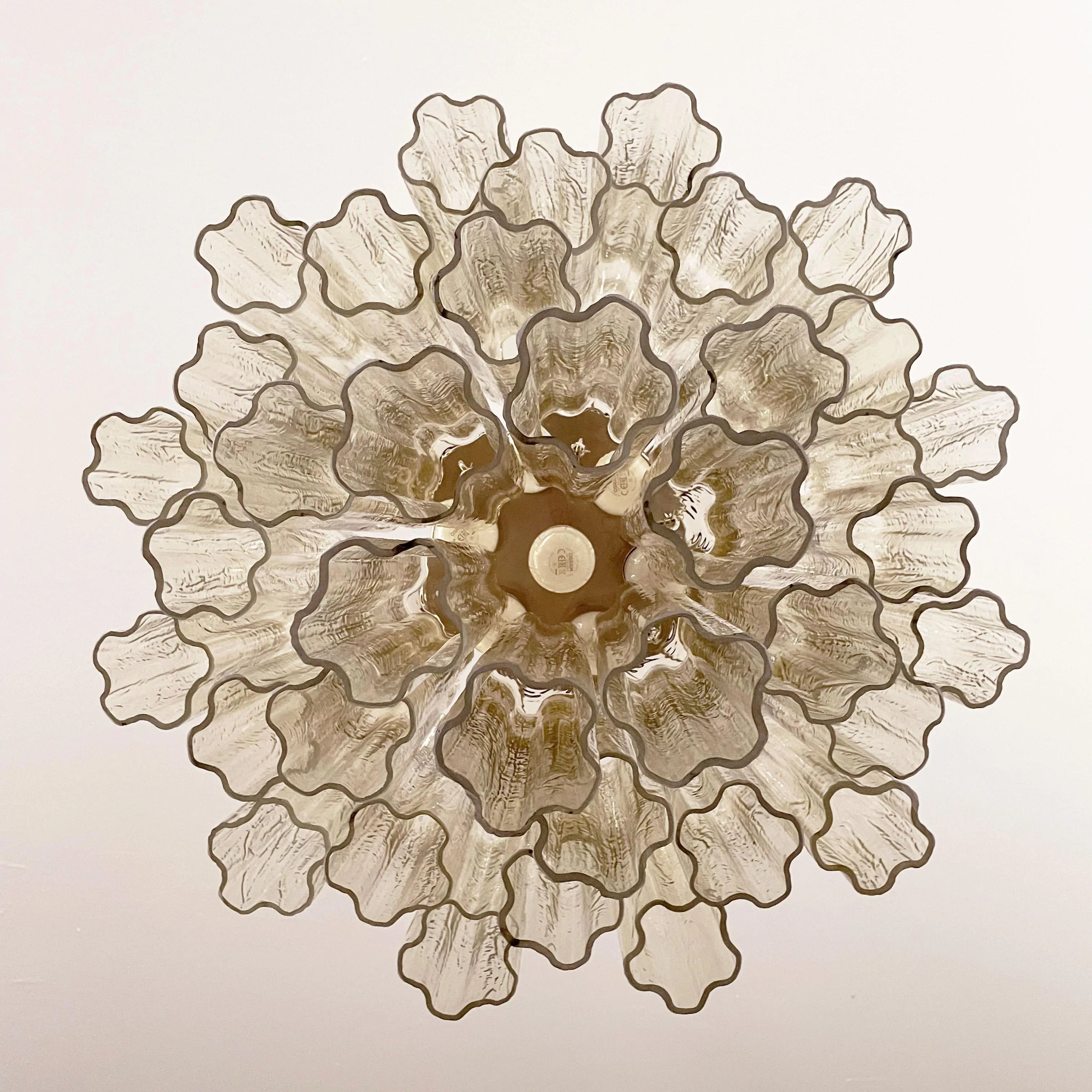 Fantastic Murano Amber Glass Tube Chandelier 22.8"