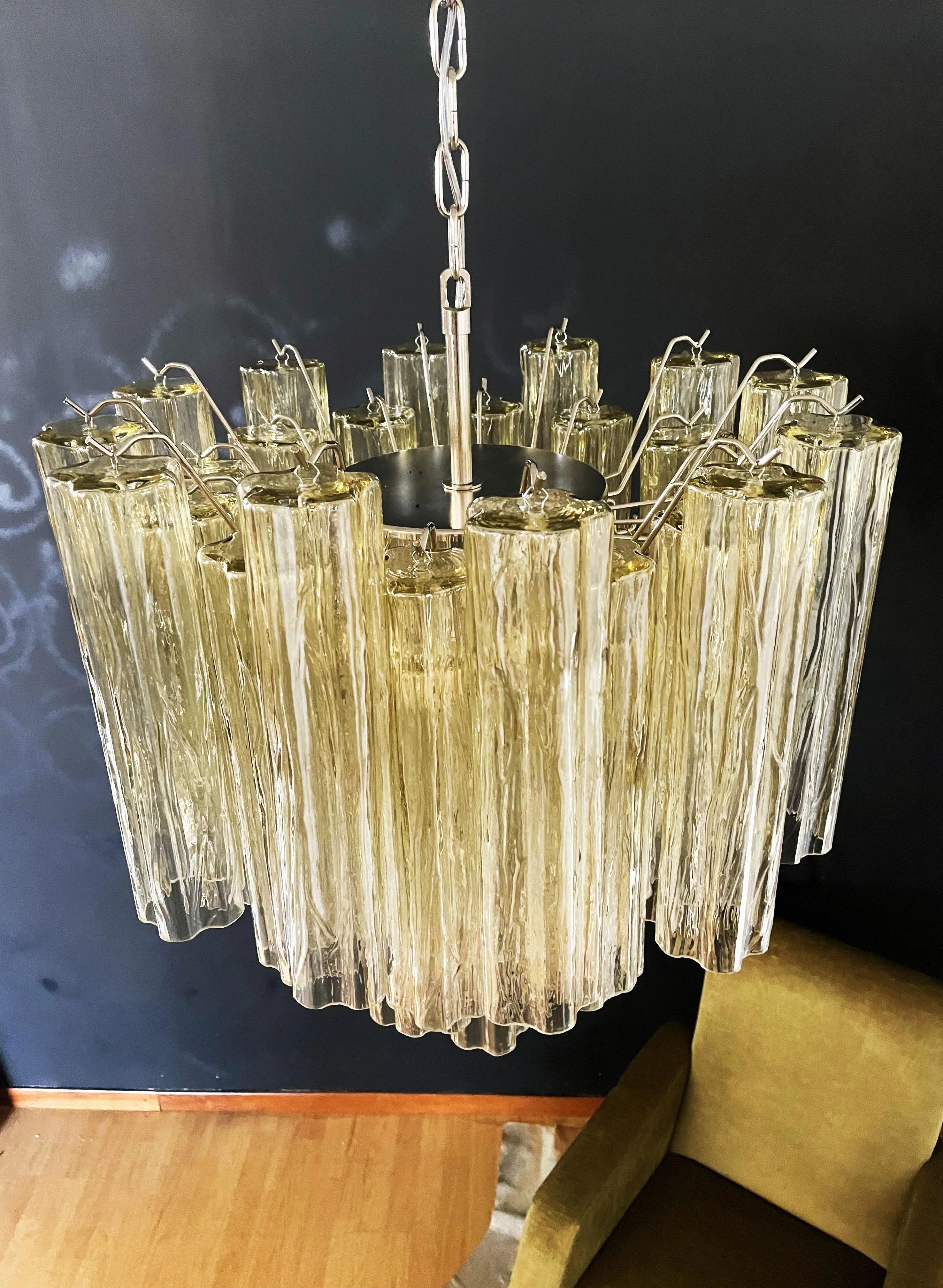 Fantastic Murano Amber Glass Tube Chandelier 22.8"