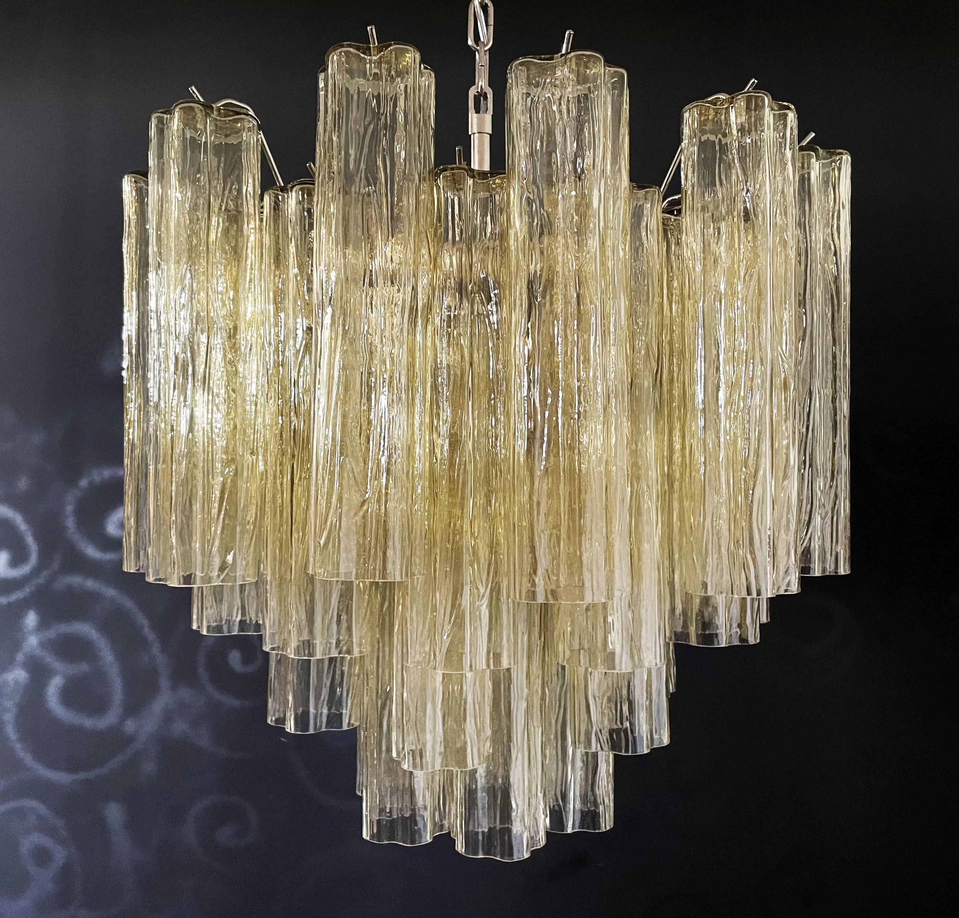 Fantastic Murano Amber Glass Tube Chandelier 22.8"