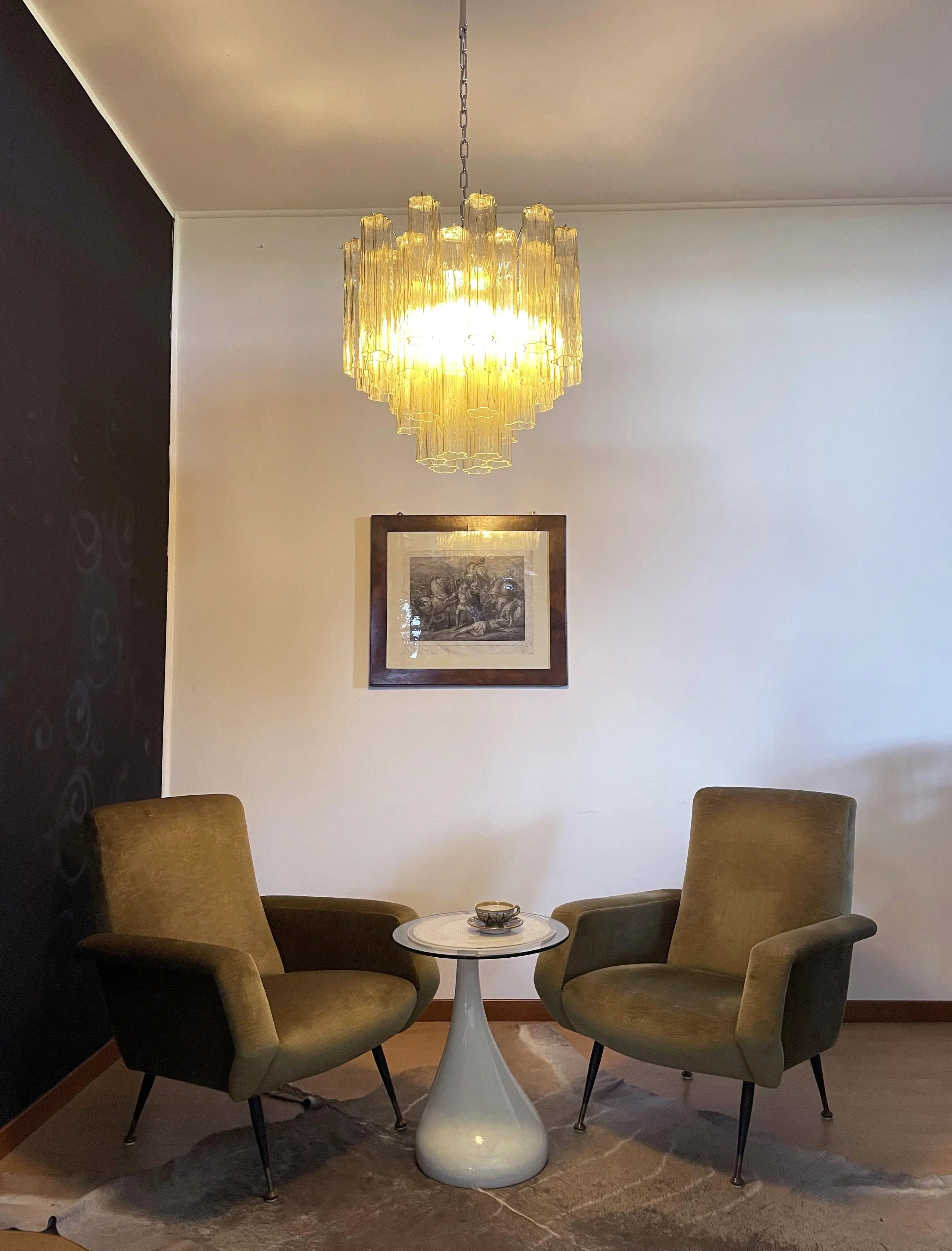 Fantastic Murano Amber Glass Tube Chandelier 22.8"