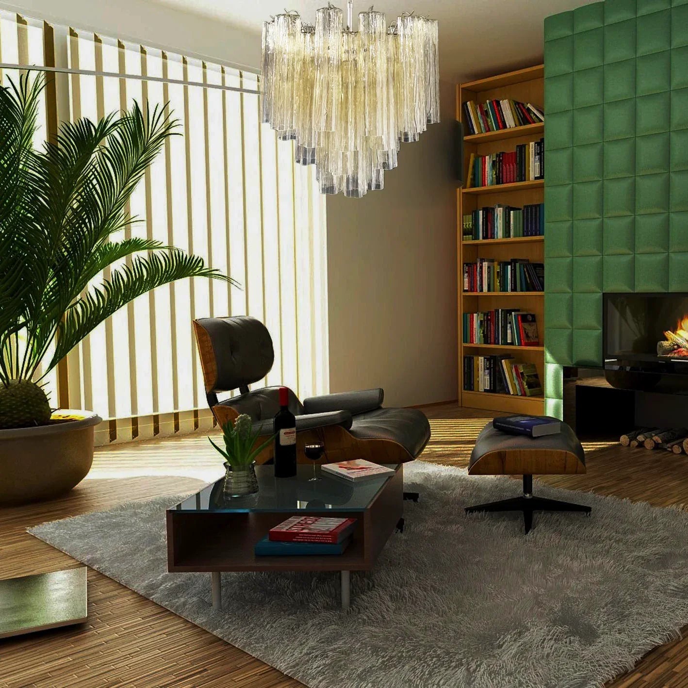 Fantastic Murano Amber Glass Tube Chandelier 22.8"