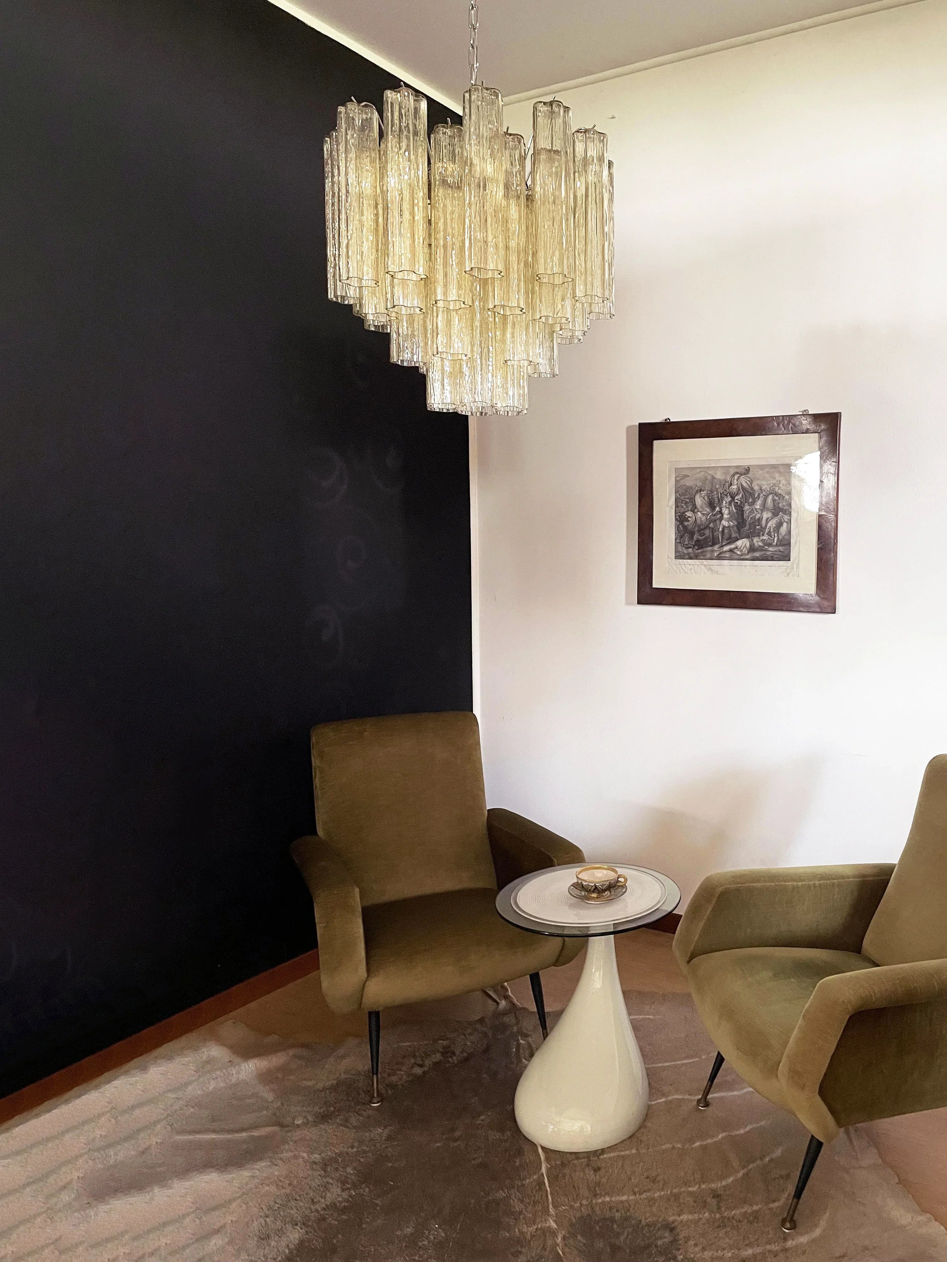 Fantastic Murano Amber Glass Tube Chandelier 22.8"