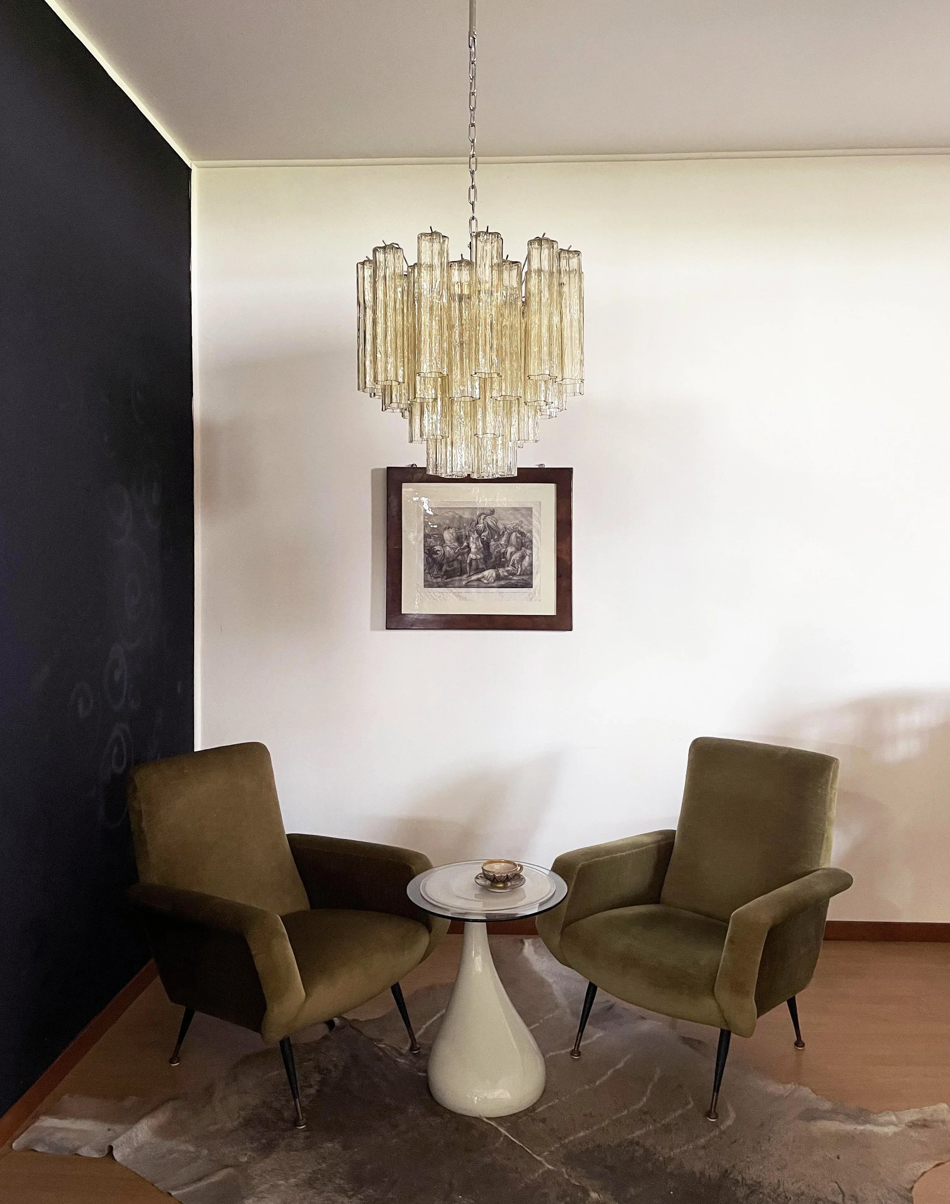 Fantastic Murano Amber Glass Tube Chandelier 22.8"