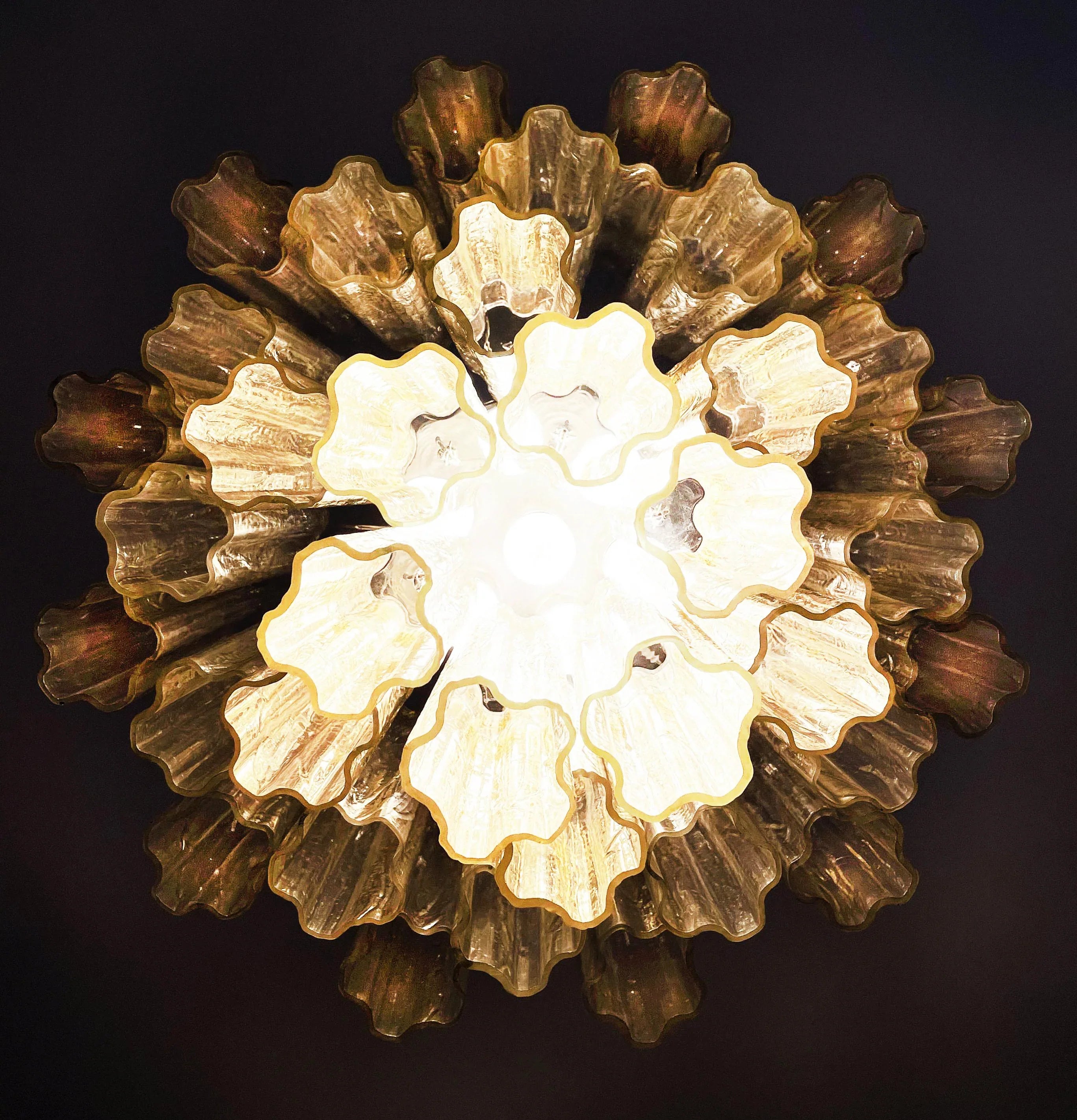 Fantastic Murano Amber Glass Tube Chandelier 22.8"