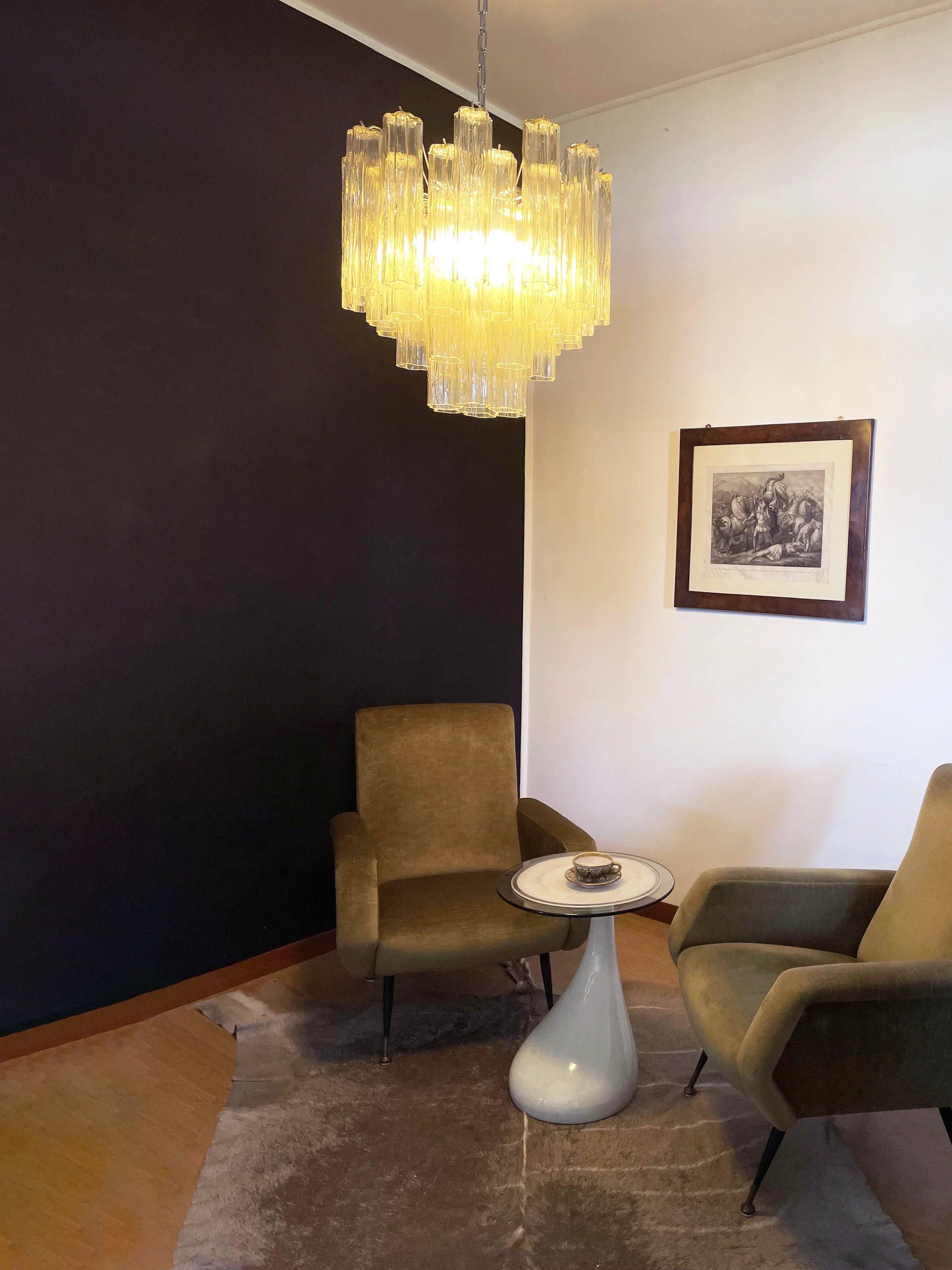 Fantastic Murano Amber Glass Tube Chandelier 22.8"