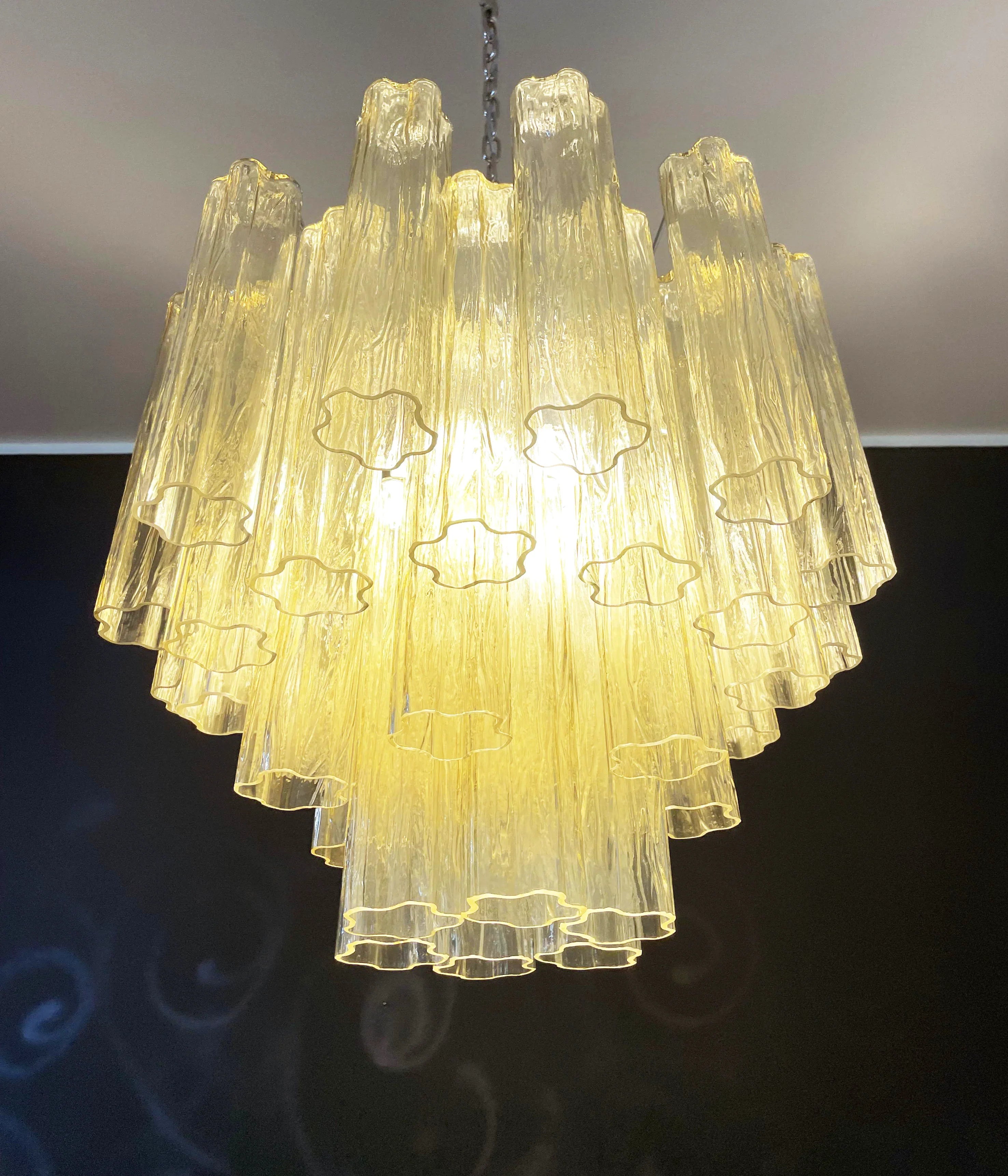 Fantastic Murano Amber Glass Tube Chandelier 22.8"