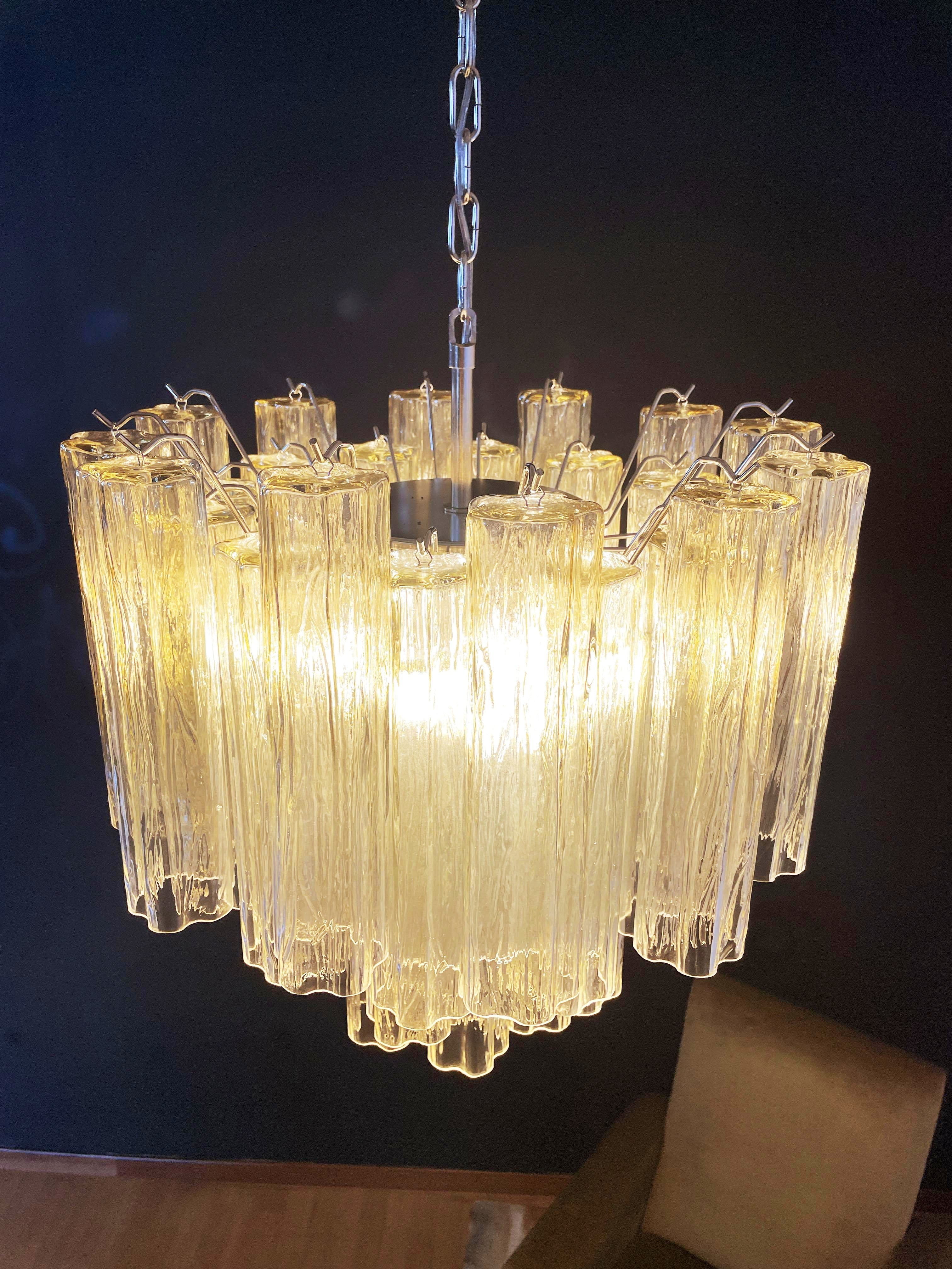 Fantastic Murano Amber Glass Tube Chandelier 22.8"