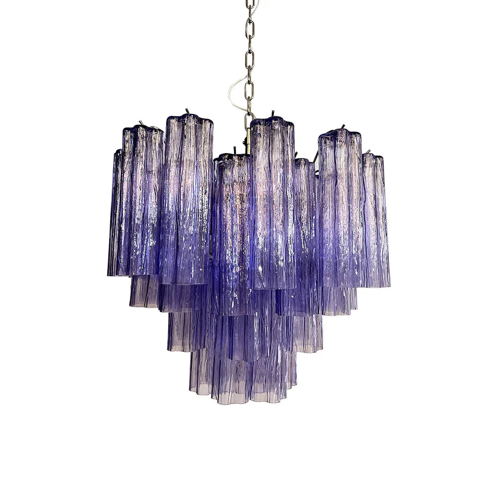 Fantastic Murano Amethyst Glass Tube Chandelier 22.8"