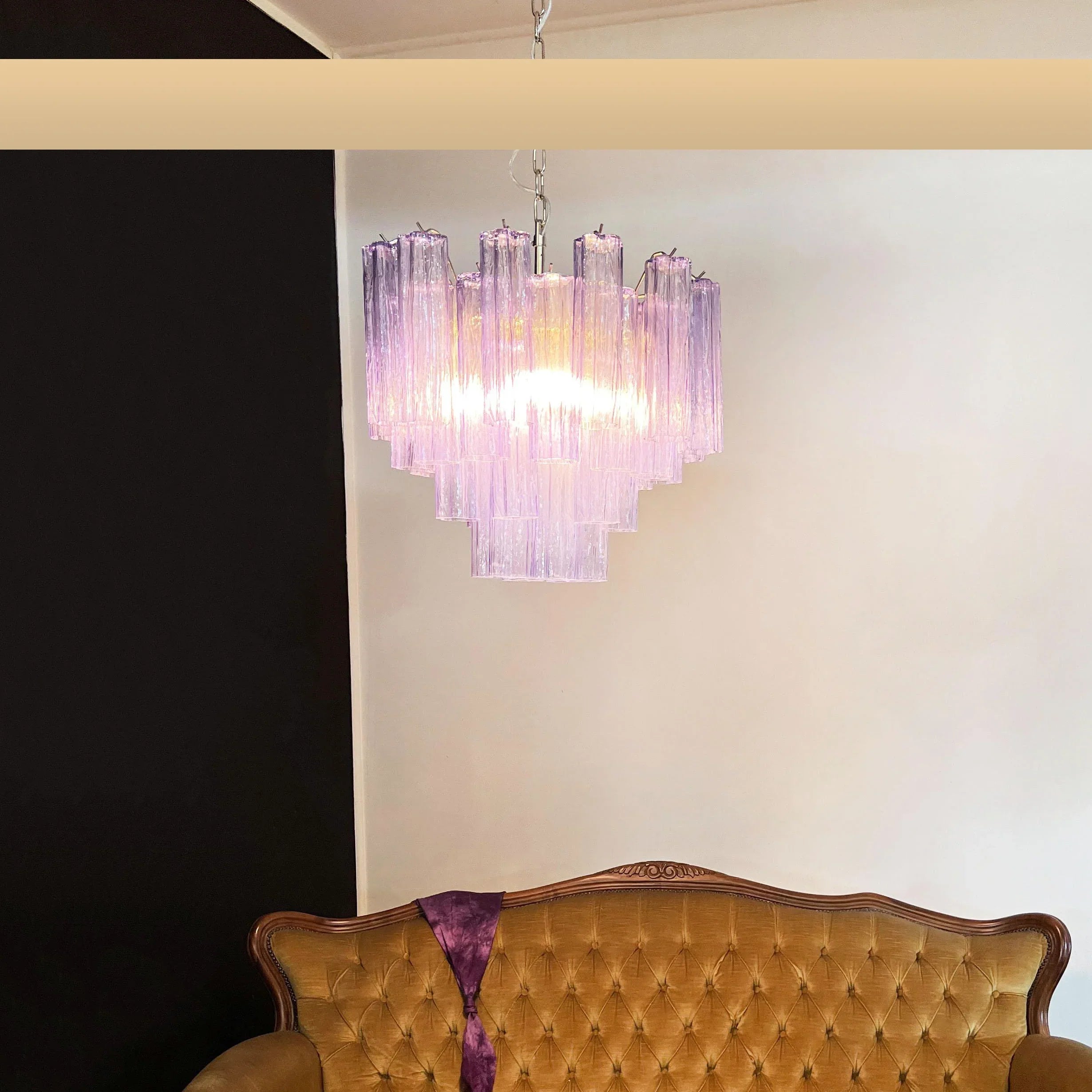 Fantastic Murano Amethyst Glass Tube Chandelier 22.8"