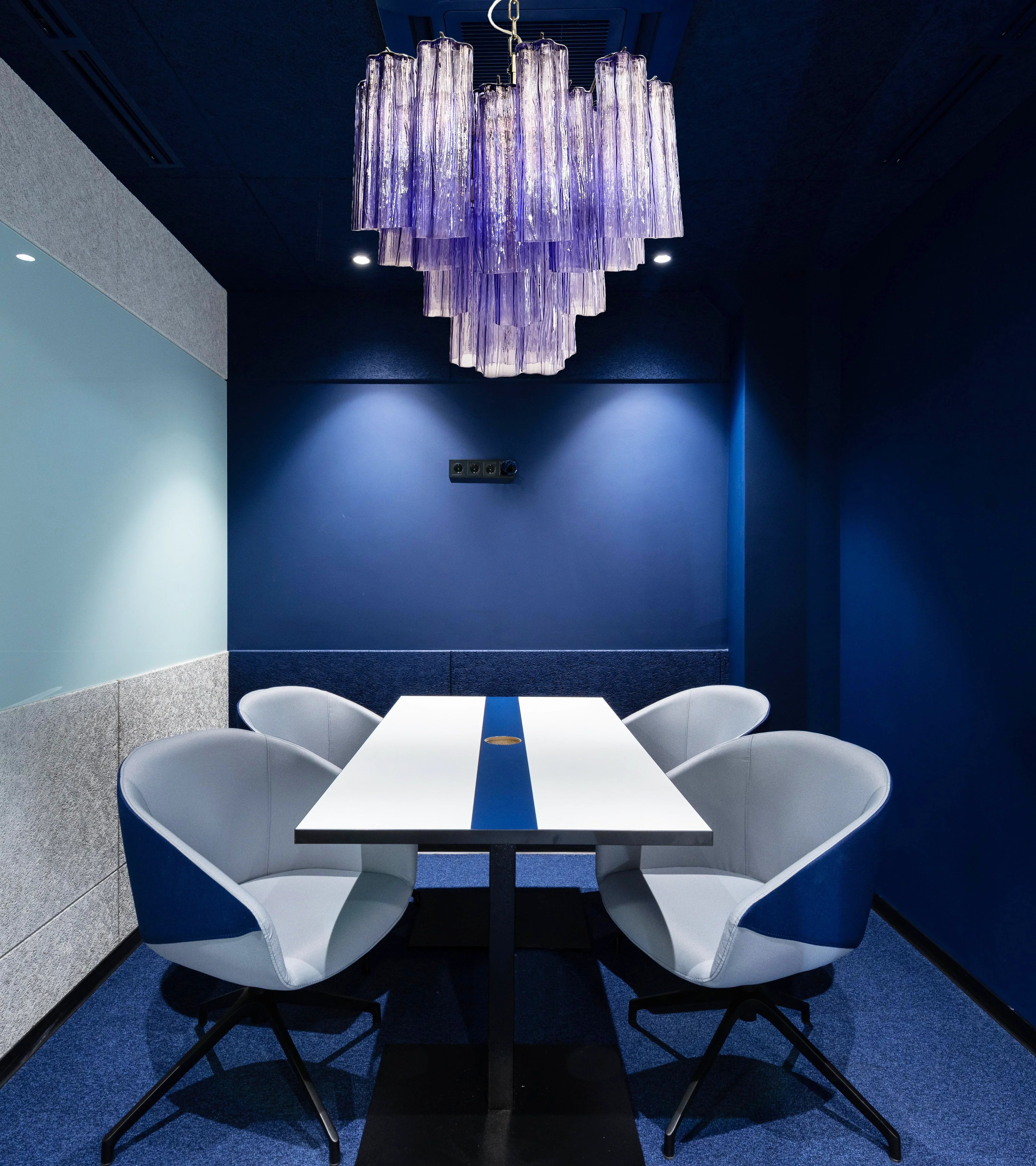 Fantastic Murano Amethyst Glass Tube Chandelier 22.8"