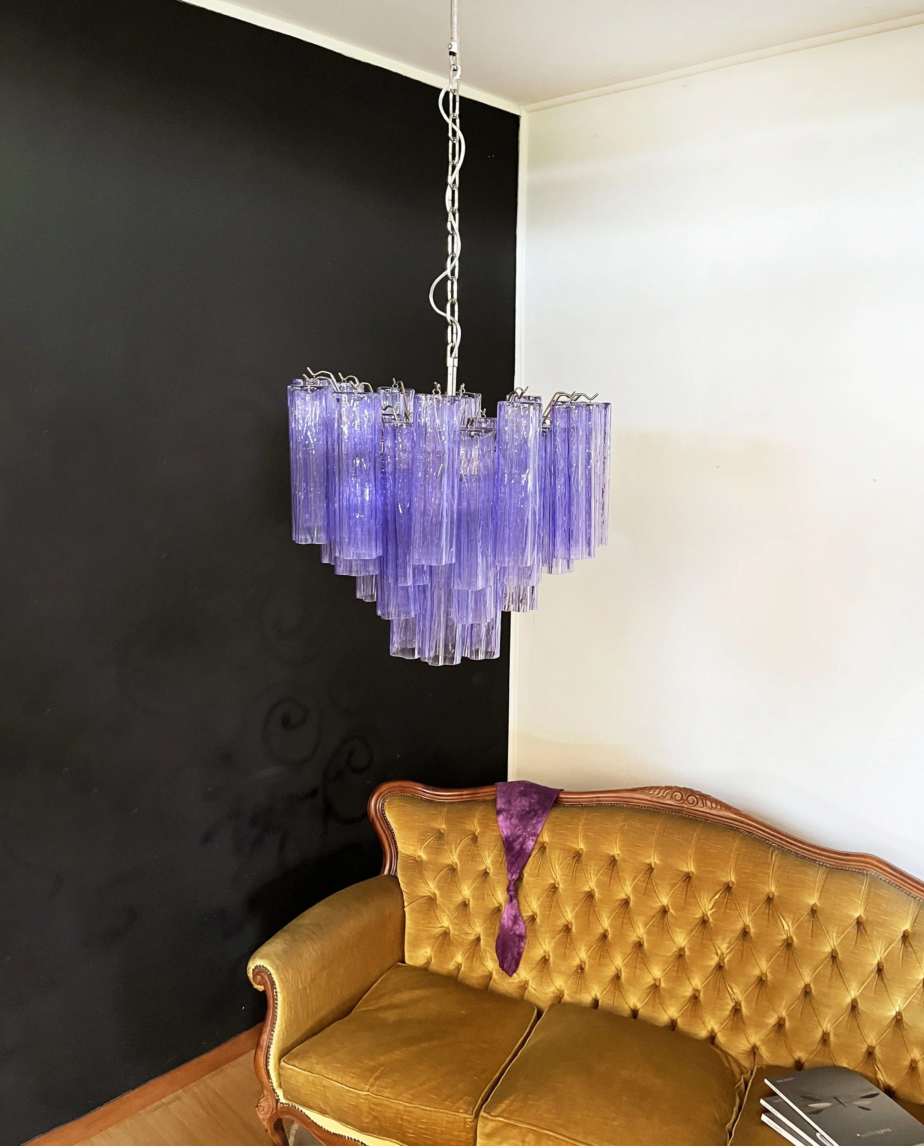 Fantastic Murano Amethyst Glass Tube Chandelier 22.8"