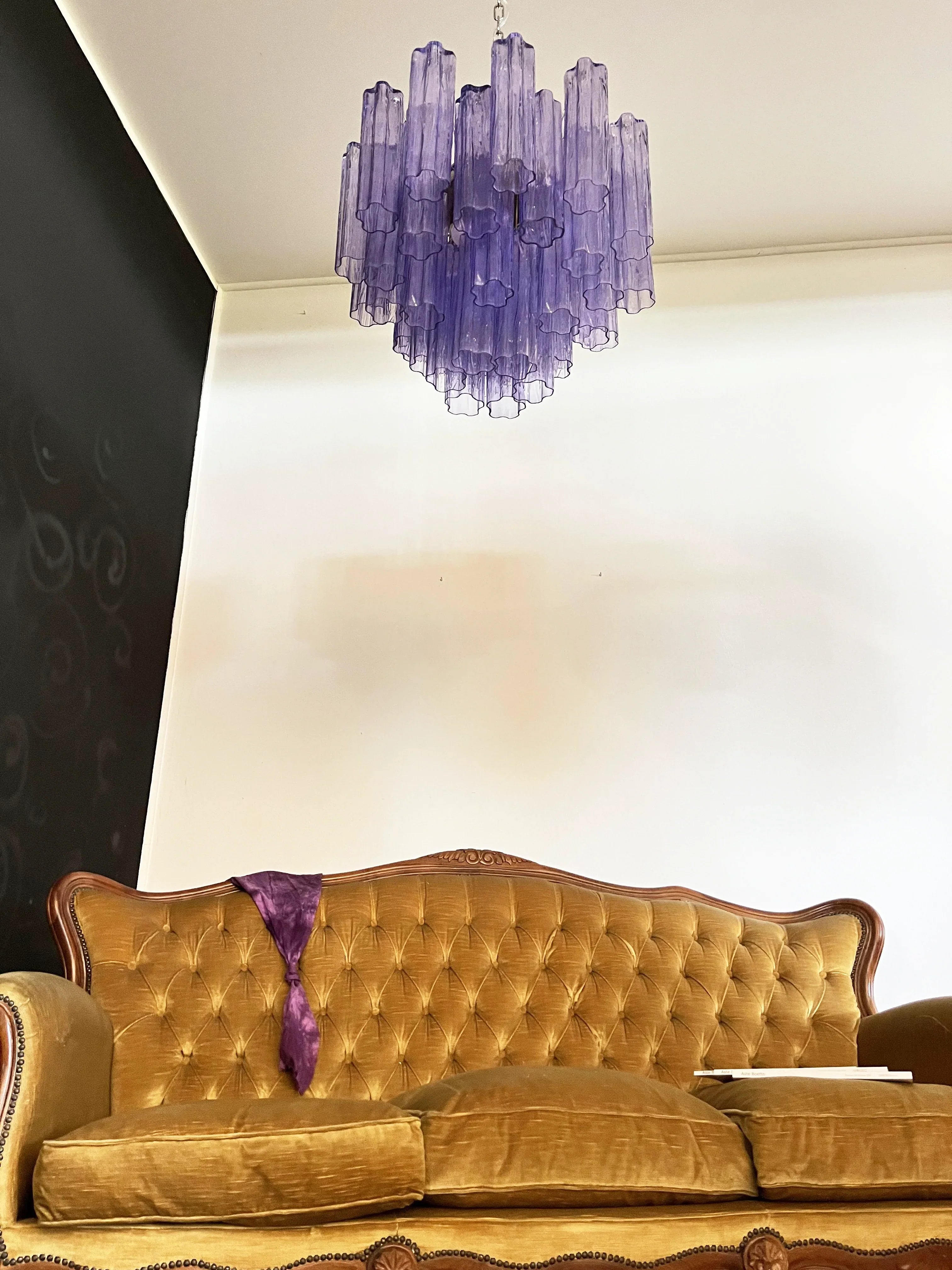 Fantastic Murano Amethyst Glass Tube Chandelier 22.8"