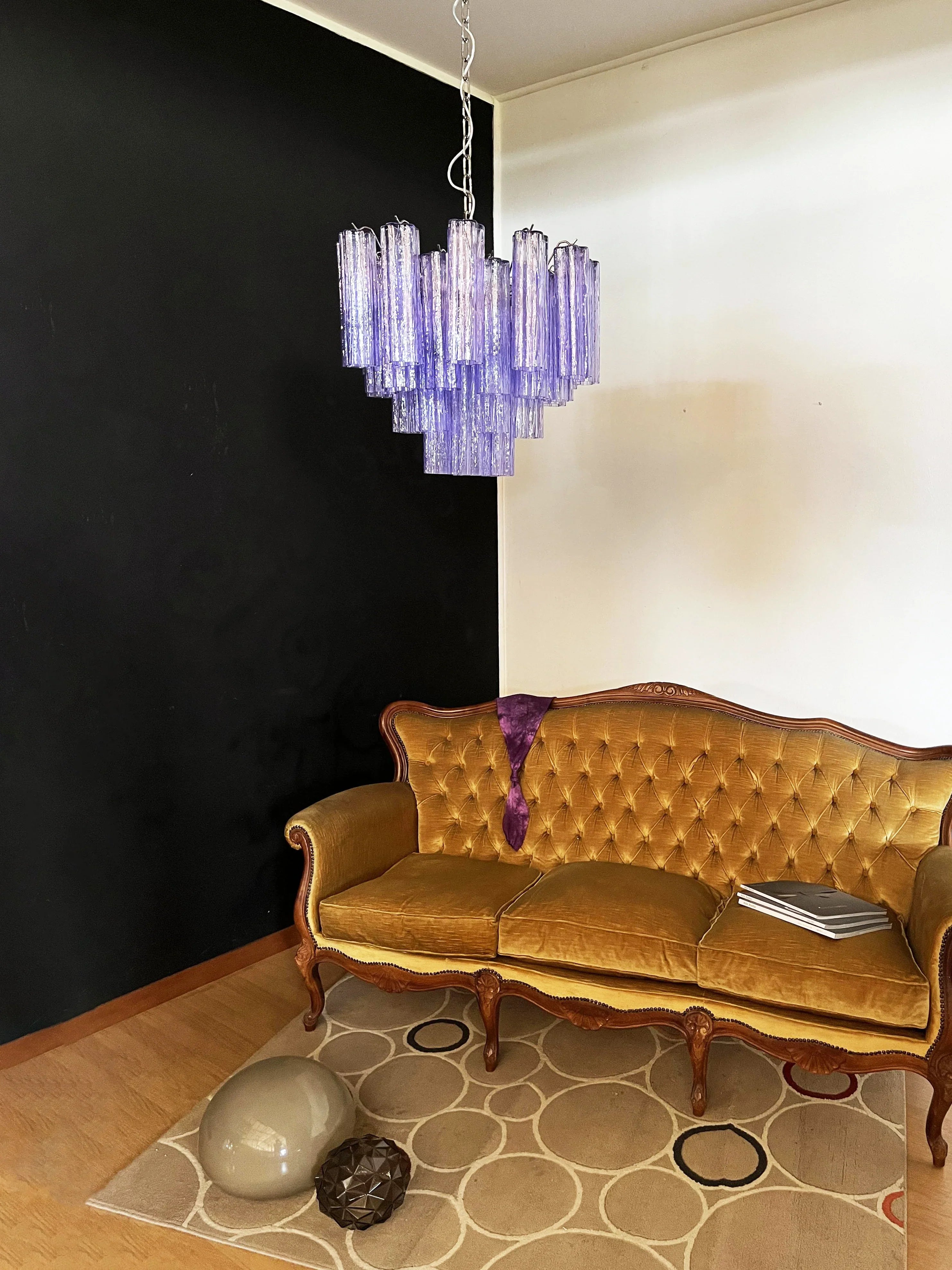 Fantastic Murano Amethyst Glass Tube Chandelier 22.8"