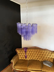 Fantastic Murano Amethyst Glass Tube Chandelier 22.8"
