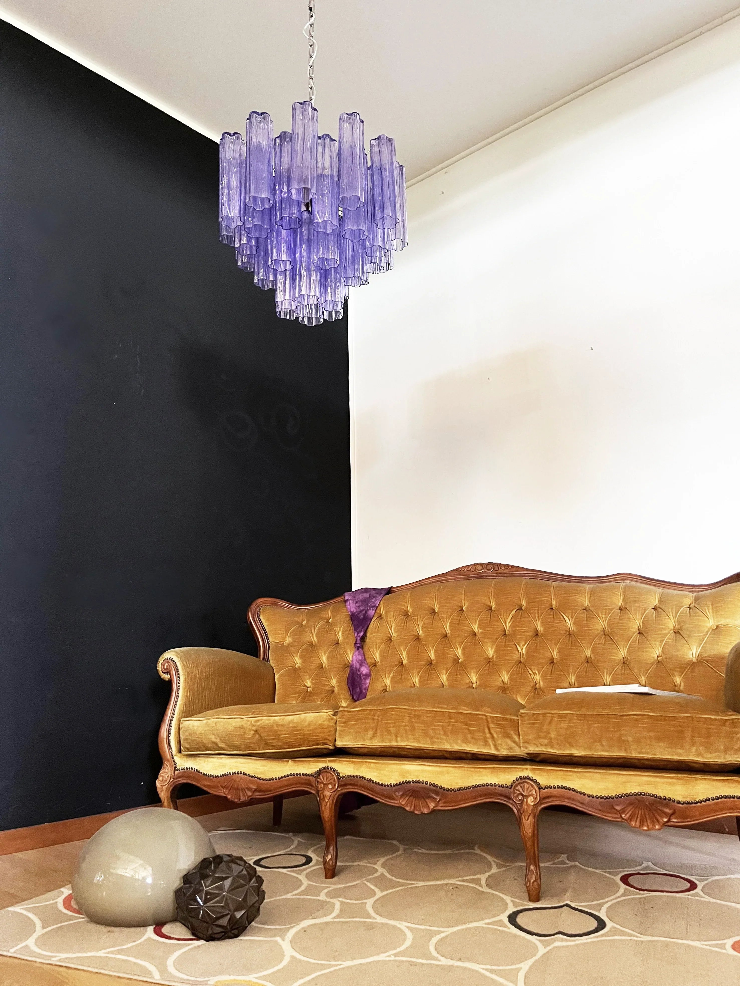 Fantastic Murano Amethyst Glass Tube Chandelier 22.8"