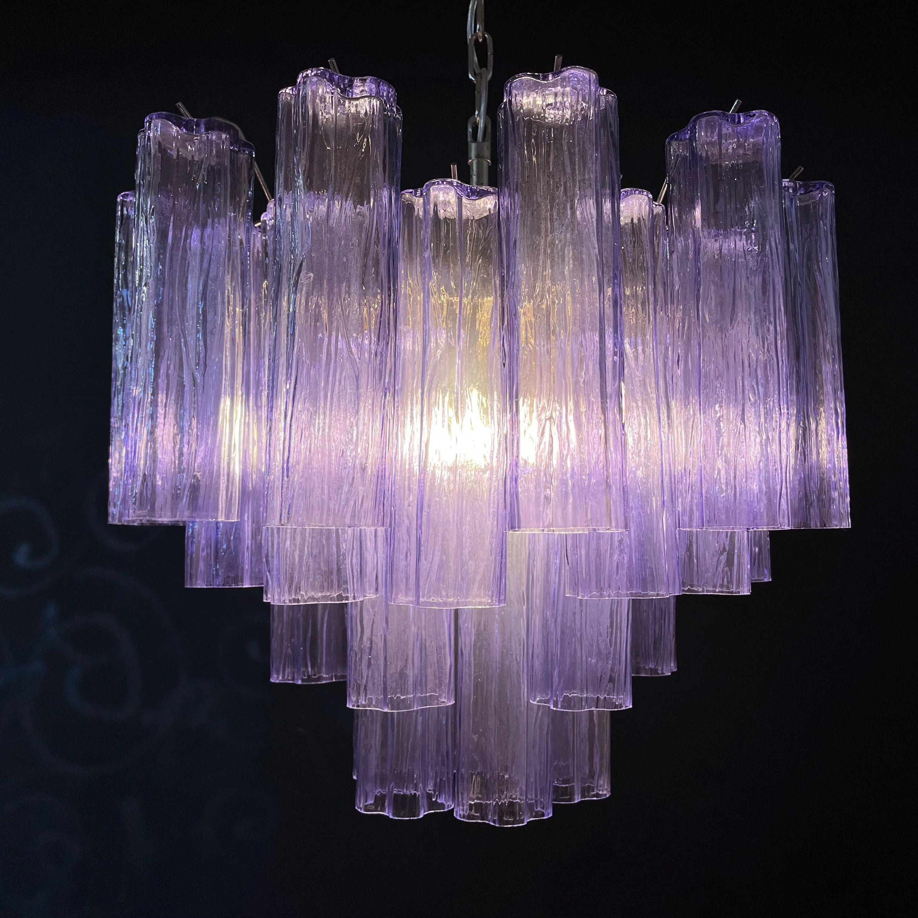 Fantastic Murano Amethyst Glass Tube Chandelier 22.8"