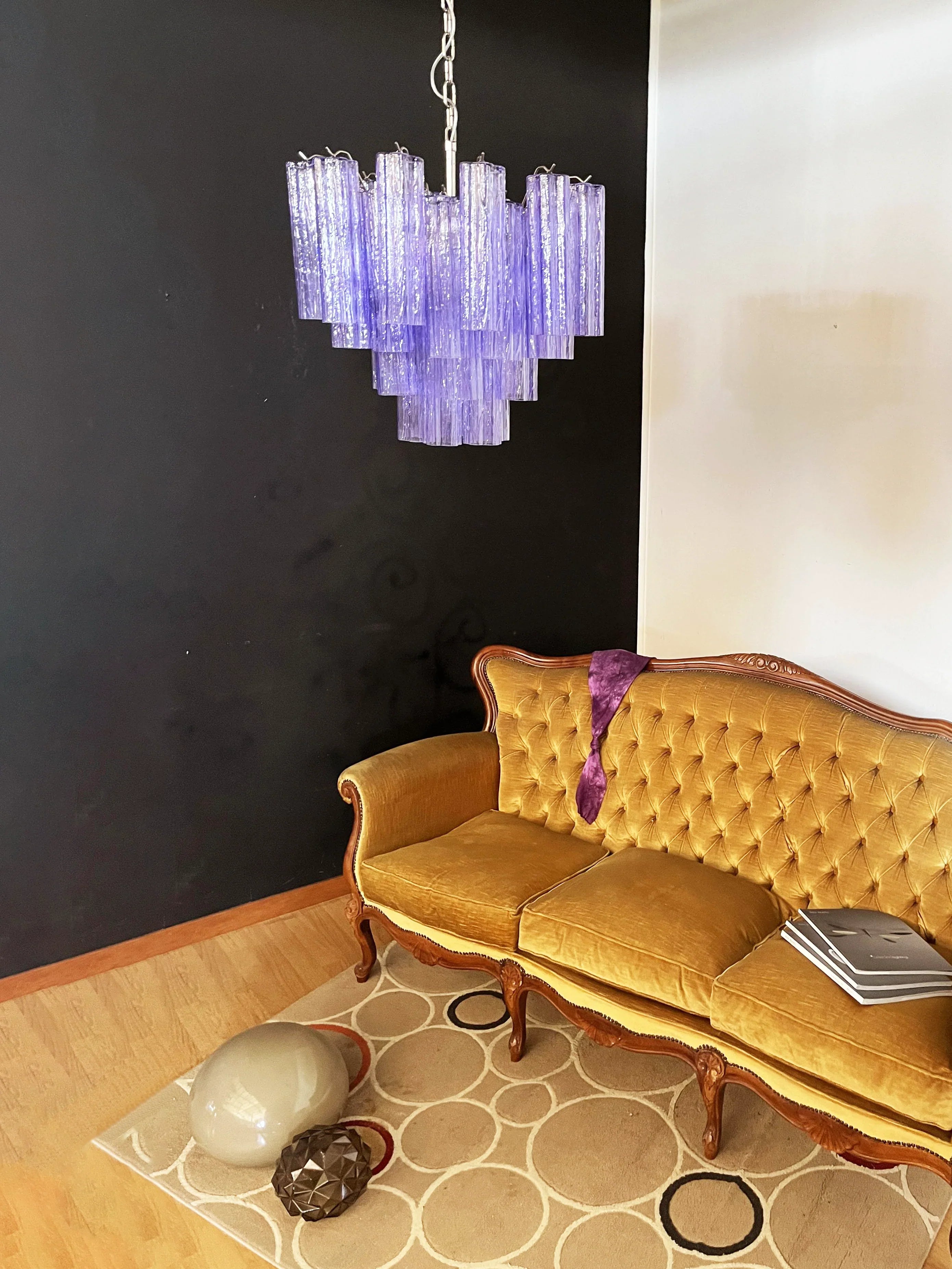 Fantastic Murano Amethyst Glass Tube Chandelier 22.8"