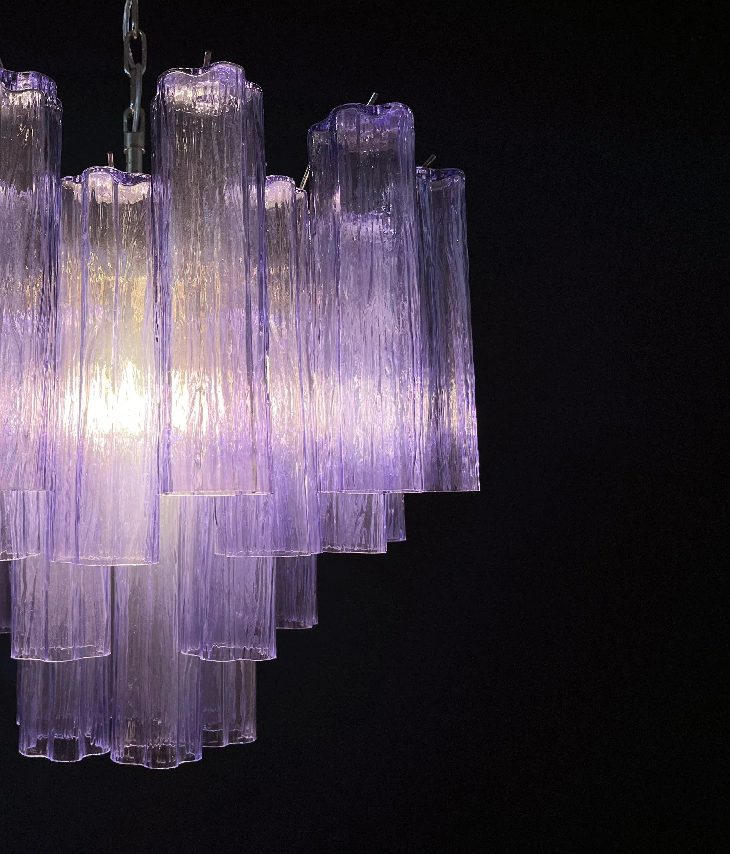Fantastic Murano Amethyst Glass Tube Chandelier 22.8"